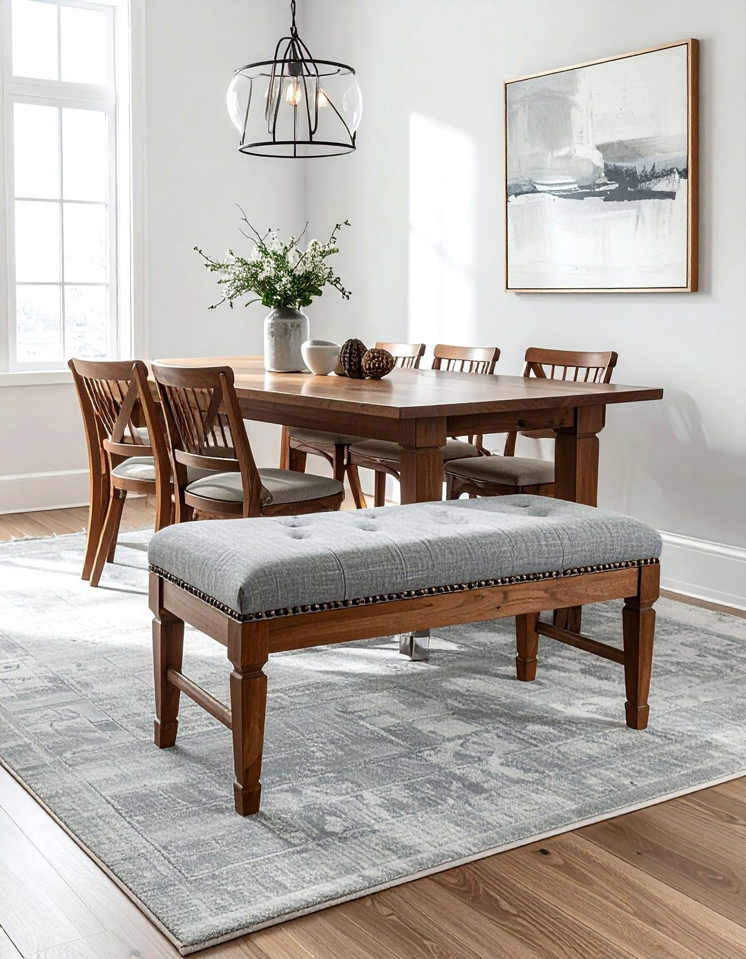 Upholstered dining bench - 30 transitional dining room ideas