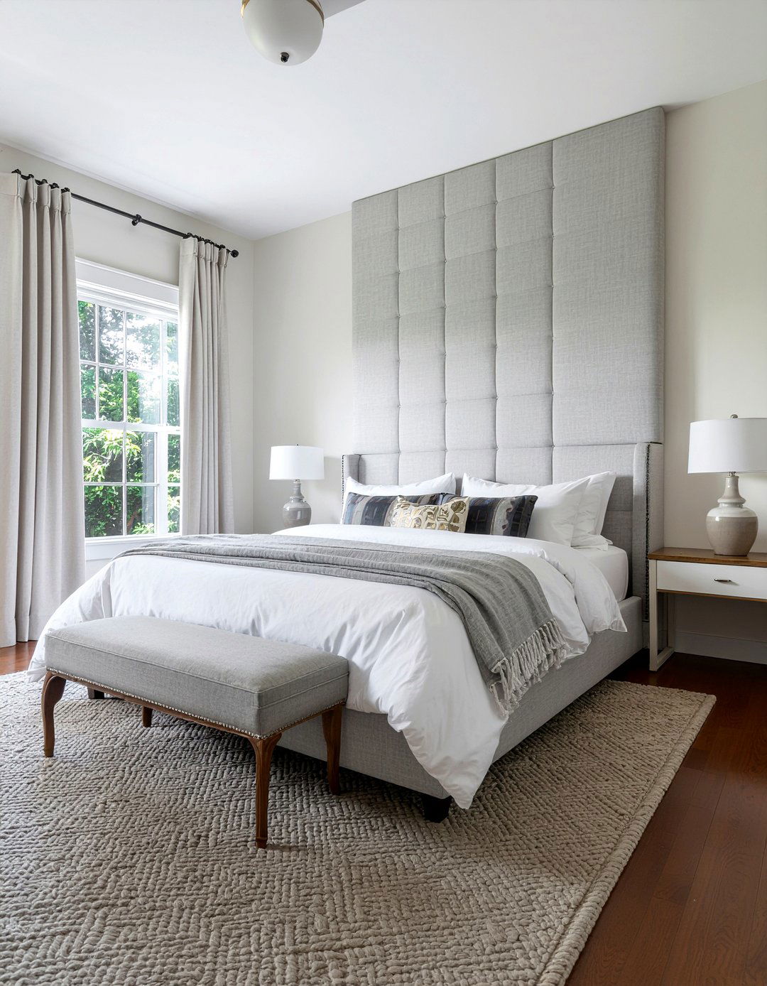 Upholstered headboard divider - 30 bedroom room dividers