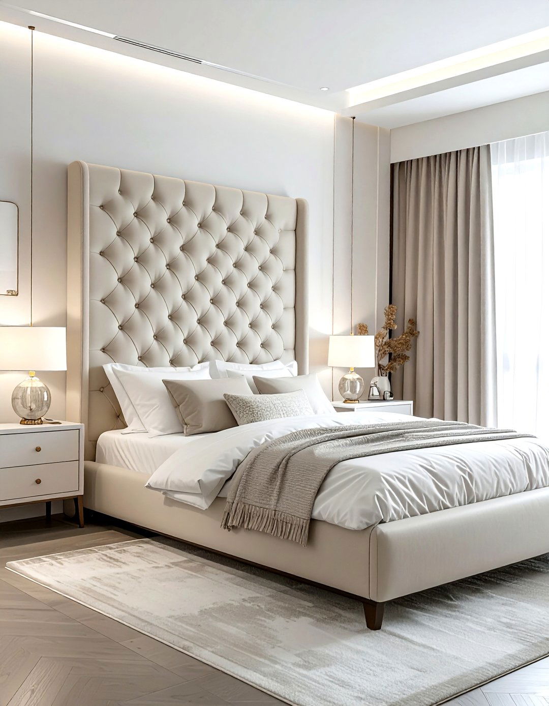 Upholstered headboard for safety - 30 senior bedroom ideas