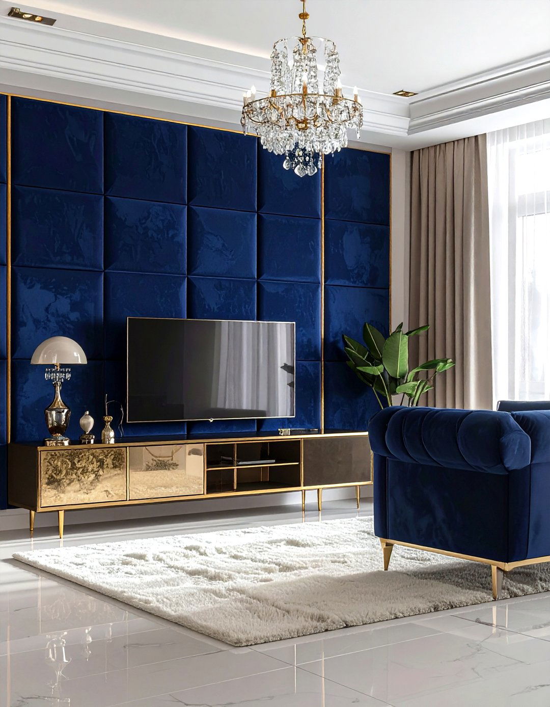 Upholstered wall panel - 30 living room flat panel ideas