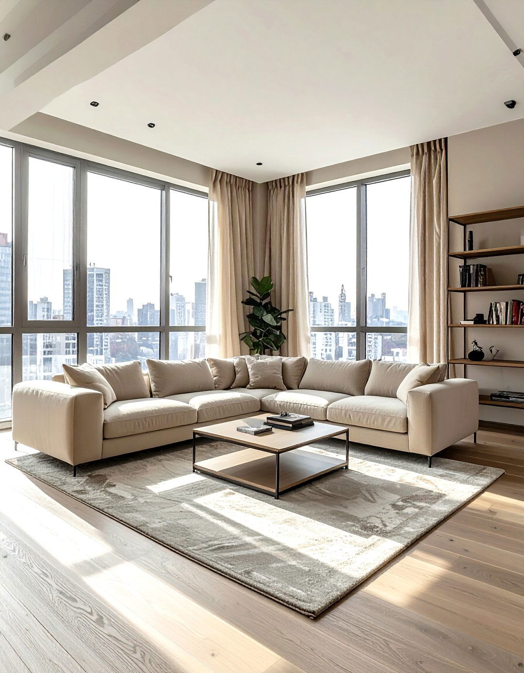 Urban Industrial Beige Apartment - 30 industrial beige living room ideas