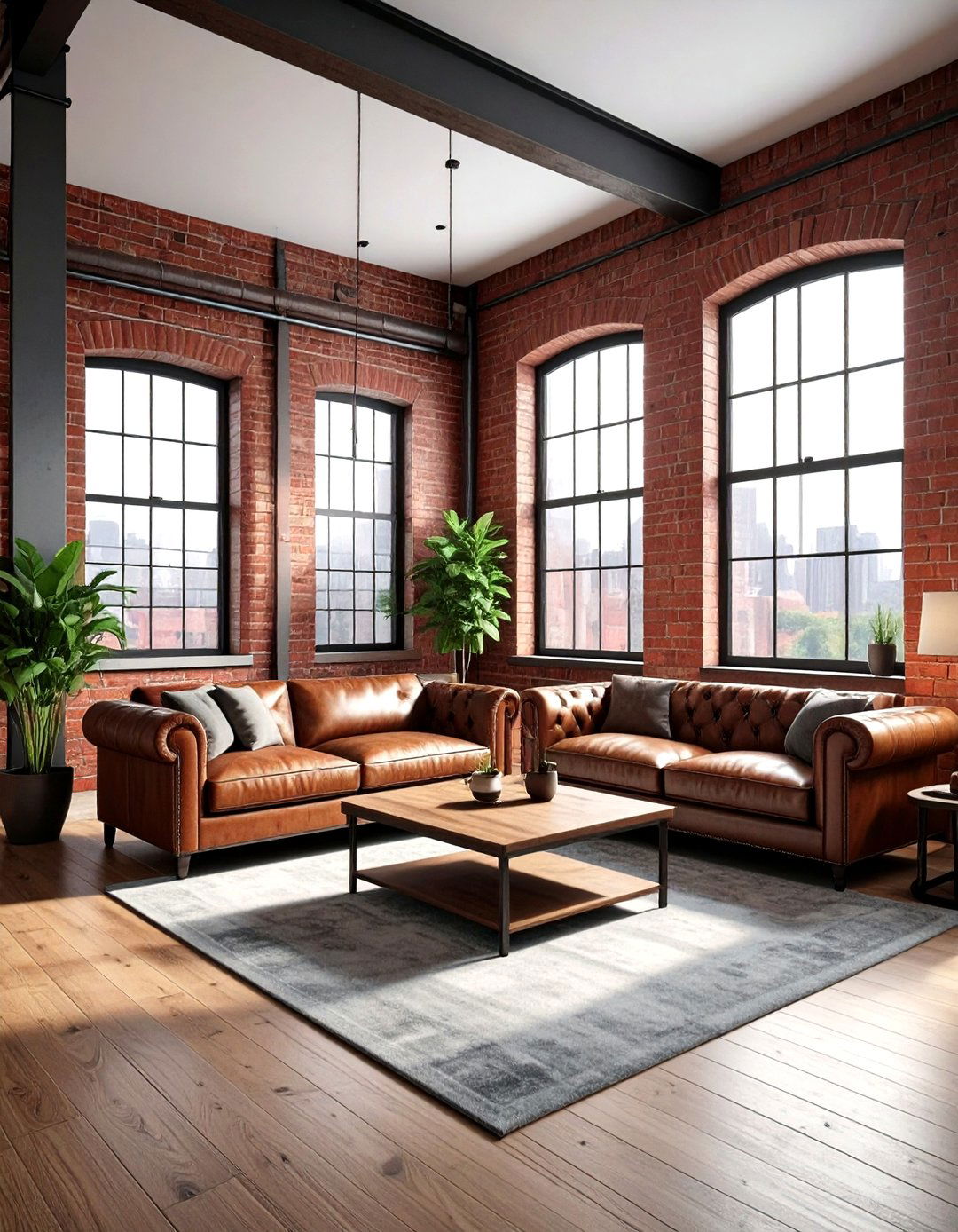 Urban Industrial Living Room Brick Wood - 30 living room post and beam ideas