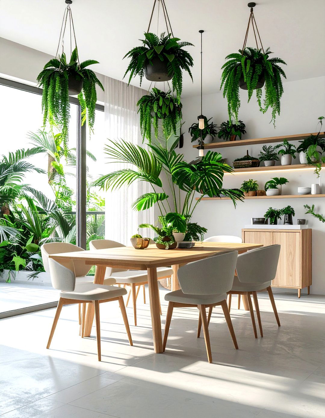 Urban Jungle Dining Space - 30 dining room palm ideas