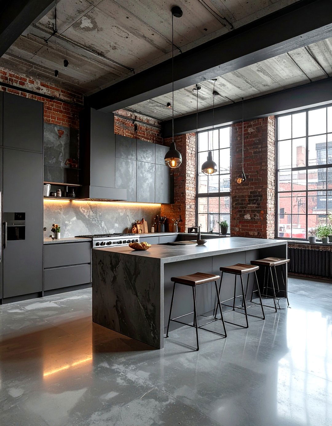 Urban Loft Kitchen Concrete - 30 polished concrete floor kitchen ideas