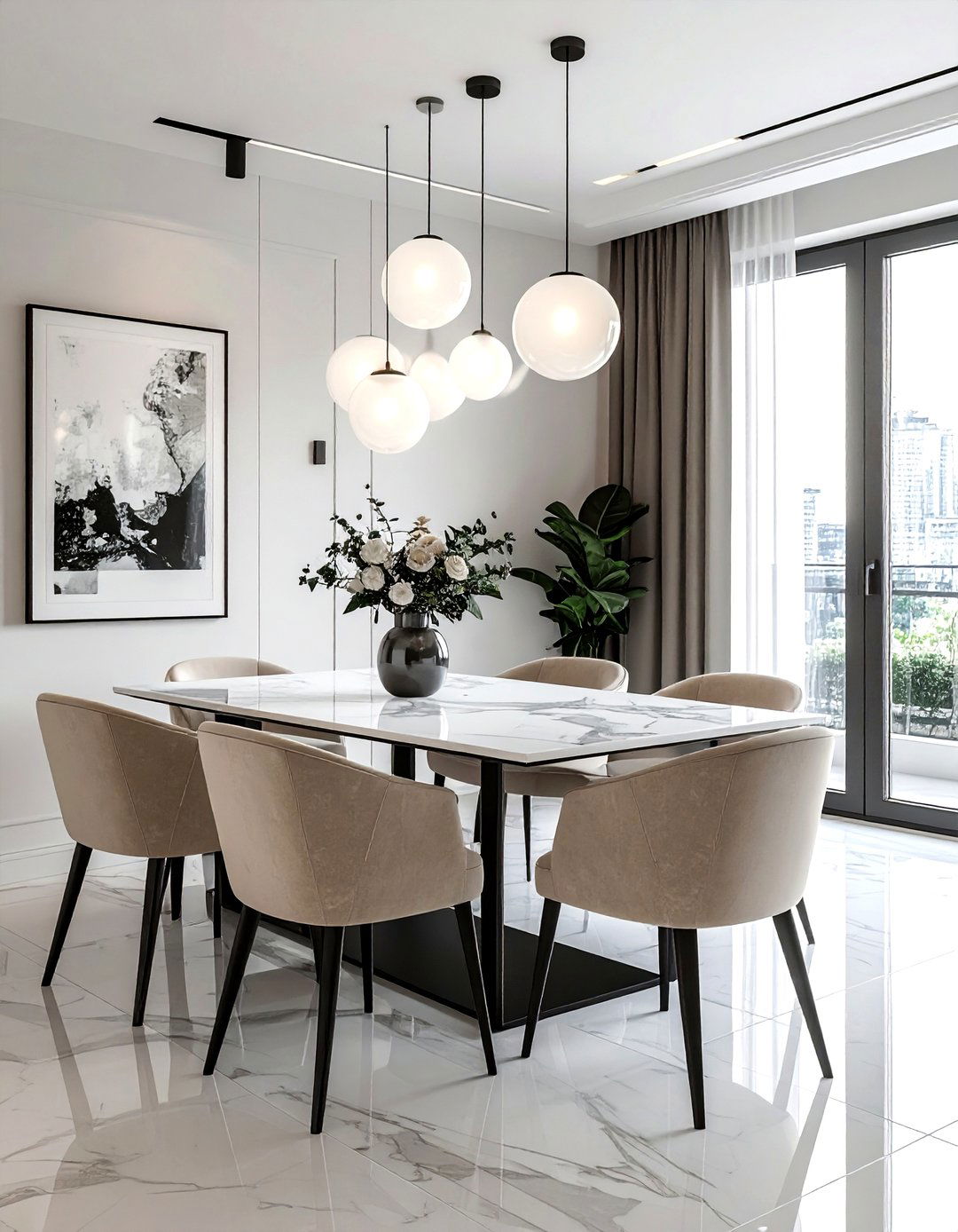 Urban Modern Beige White Dining Room - 30 beige and white dining room ideas