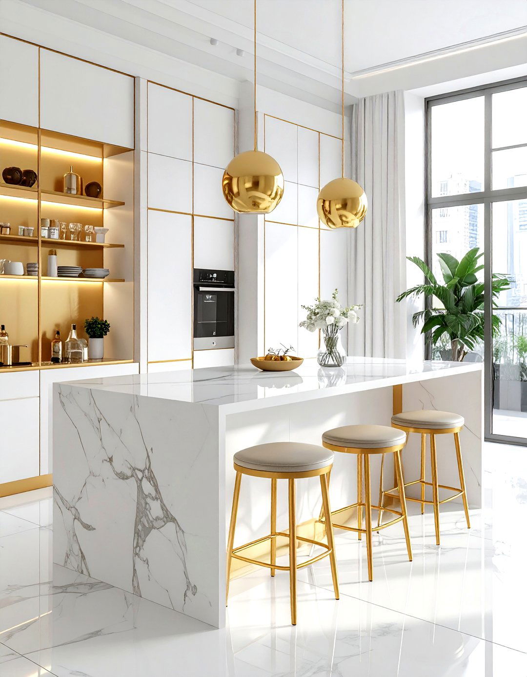 Urban modern white gold dining - 30 gold and white dining room ideas