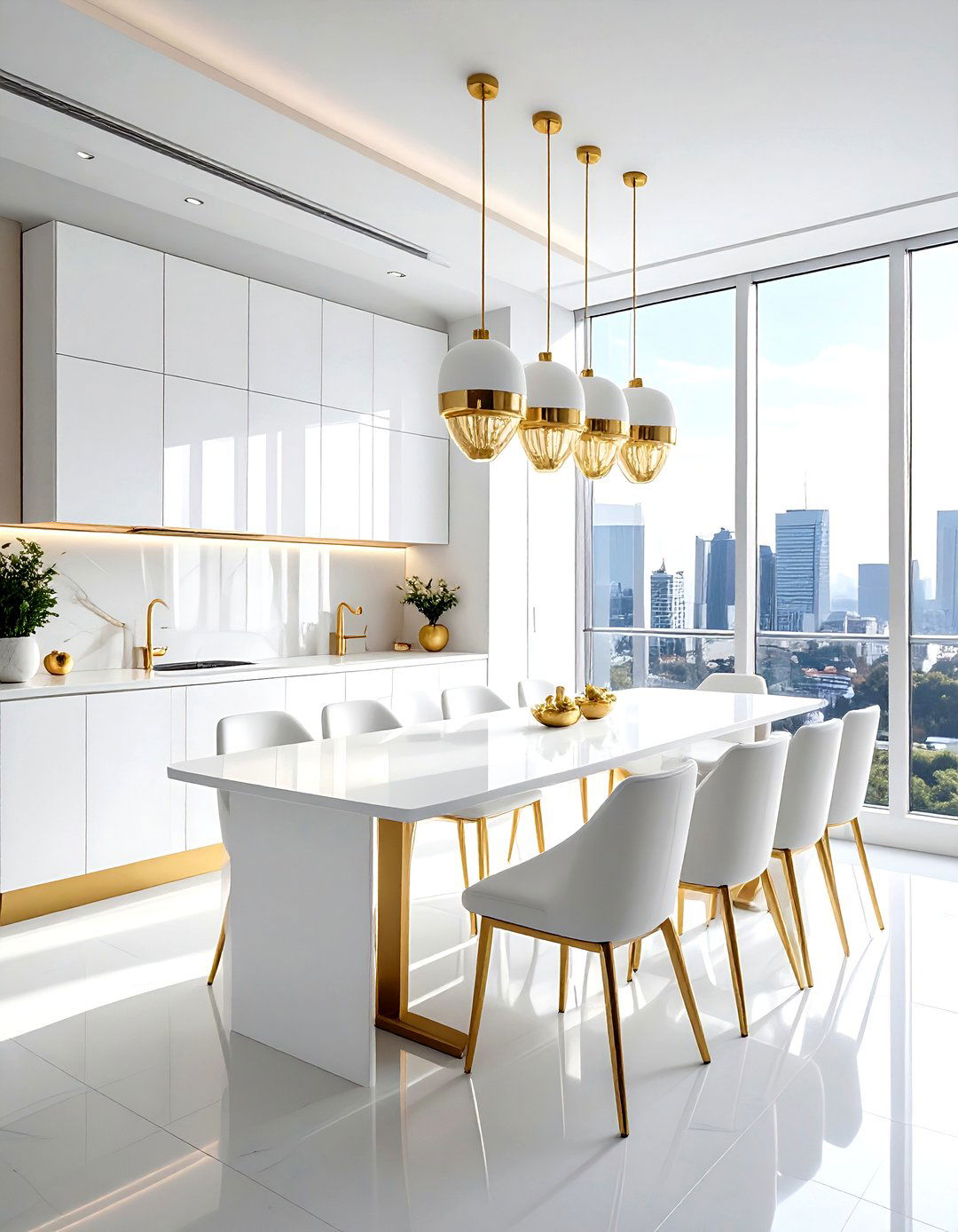 Urban modern white gold dining - 30 gold and white dining room ideas