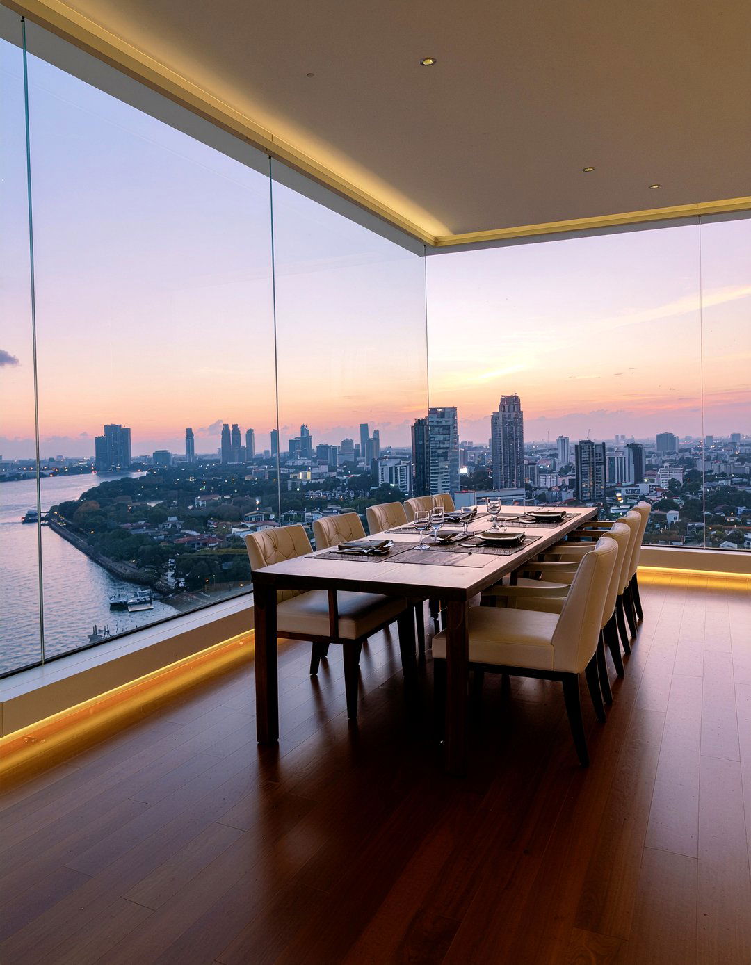 Urban view dining room layout - 30 penthouse dining room ideas