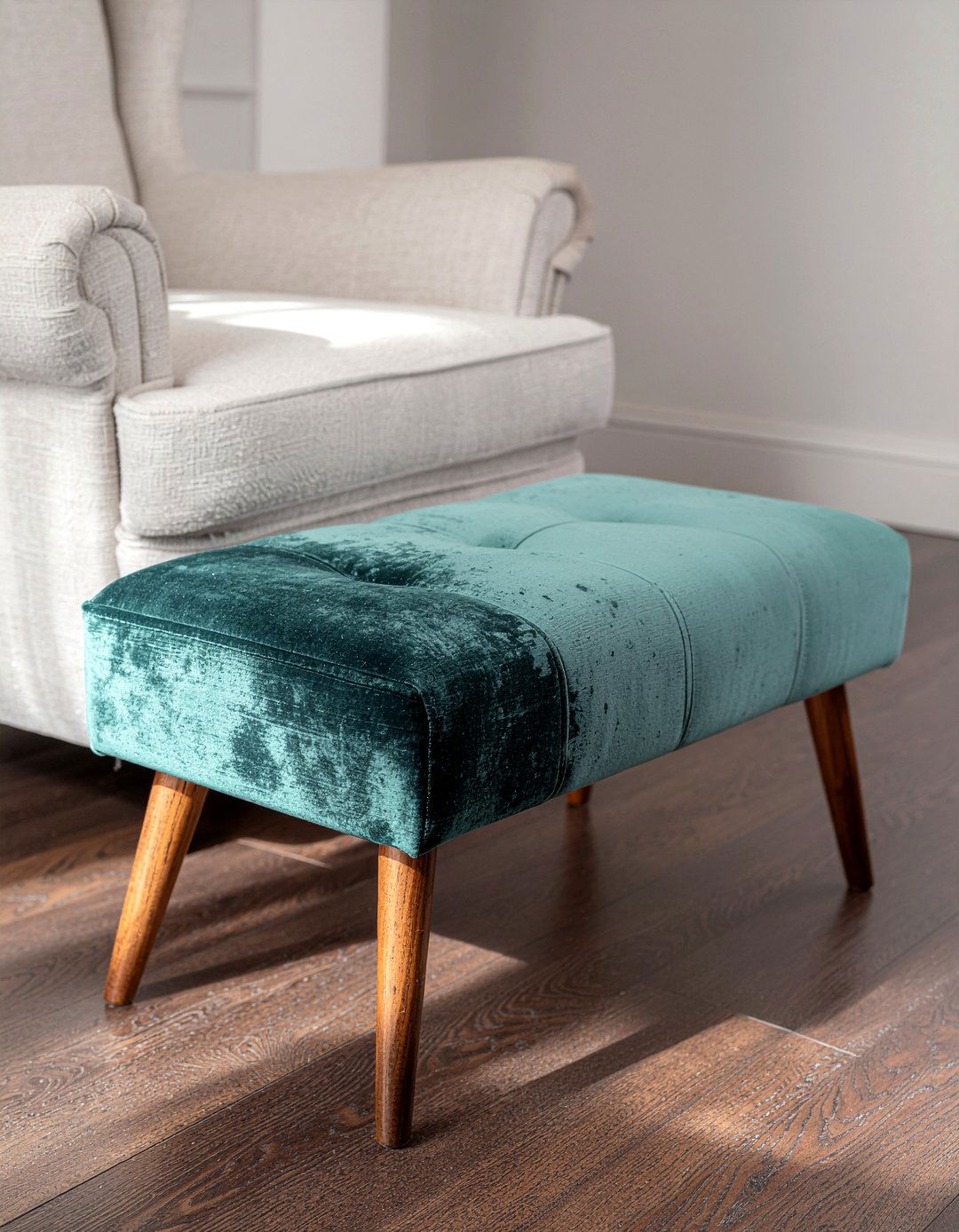 Used Velvet Ottoman - 30 secondhand living room ideas