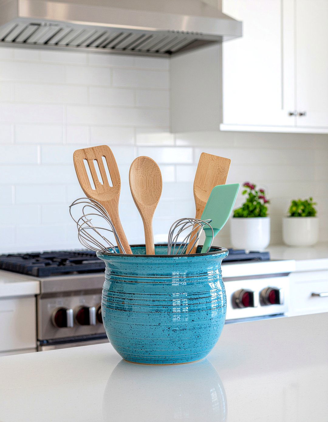Utensil Crock Countertop Display - 30 kitchen organization ideas