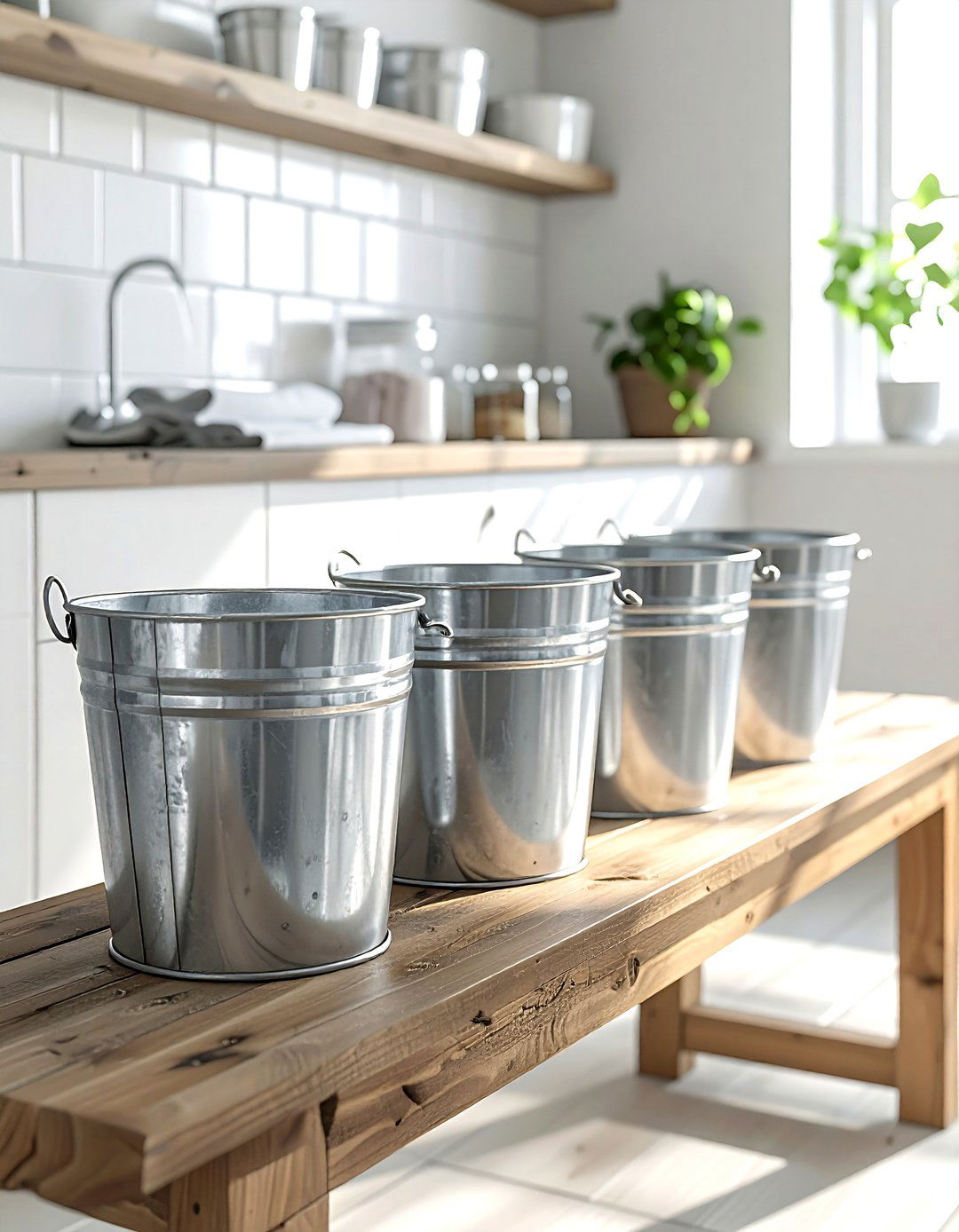 Utility Room Metal Buckets - 30 storage box ideas