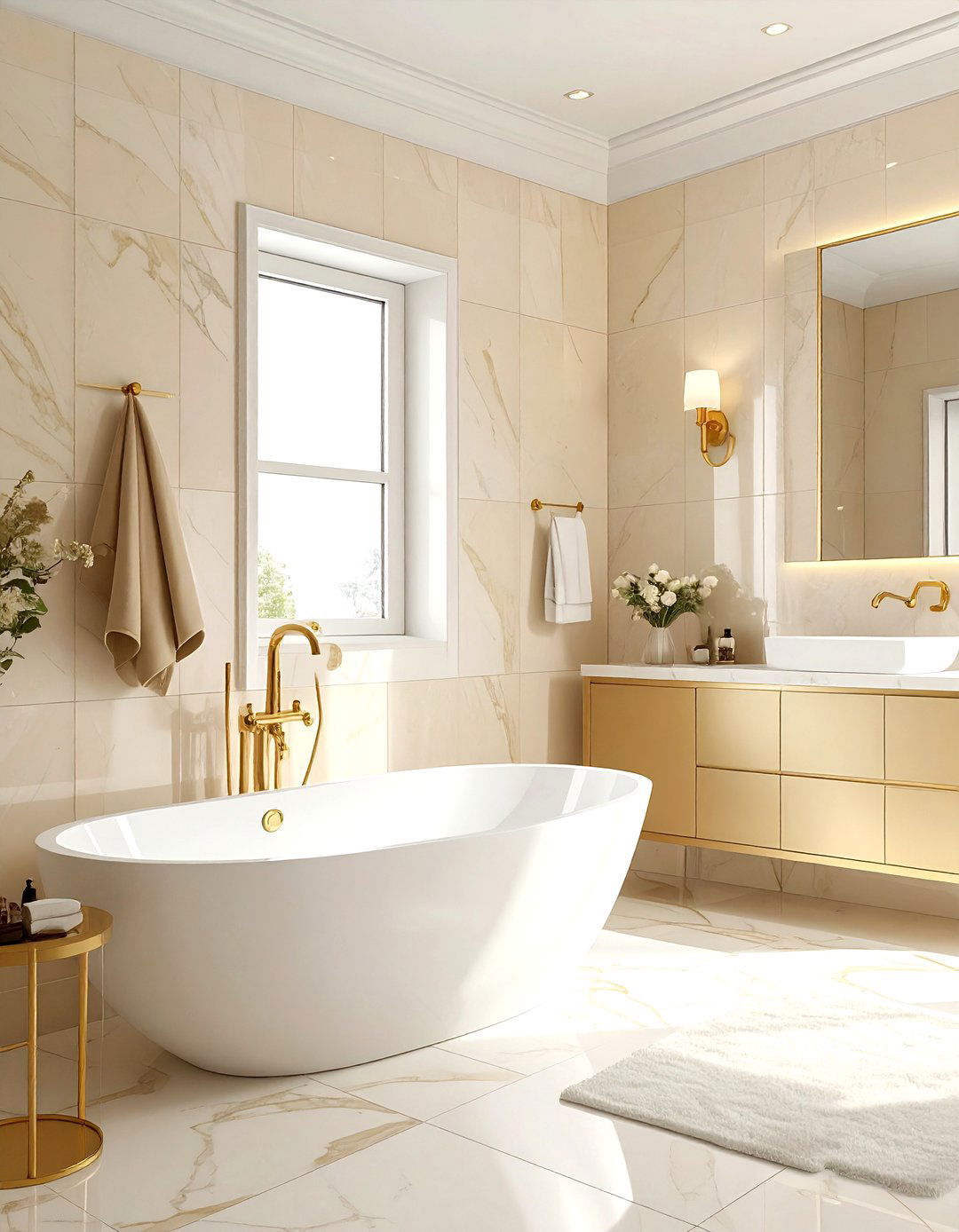 Vanilla And Gold Bathroom - 30 neutral color scheme ideas