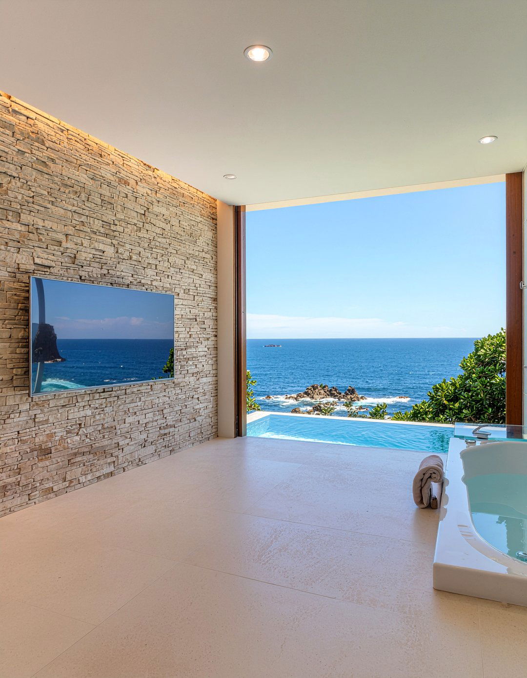 Vanishing mirror TV - 30 bathroom mirror TV ideas