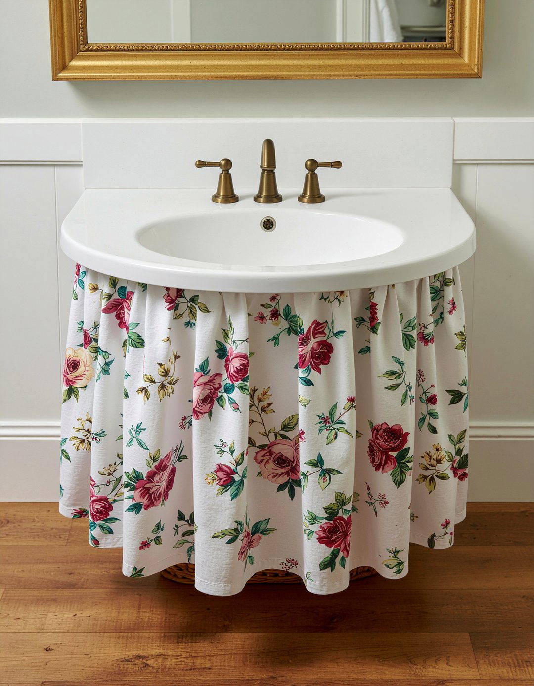 Vanity Skirt Storage - 30 bathroom DIY storage ideas