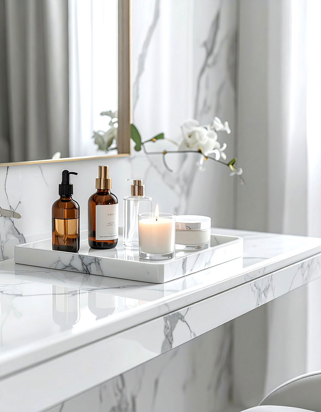 Vanity Tray - 30 quick bathroom makeover ideas