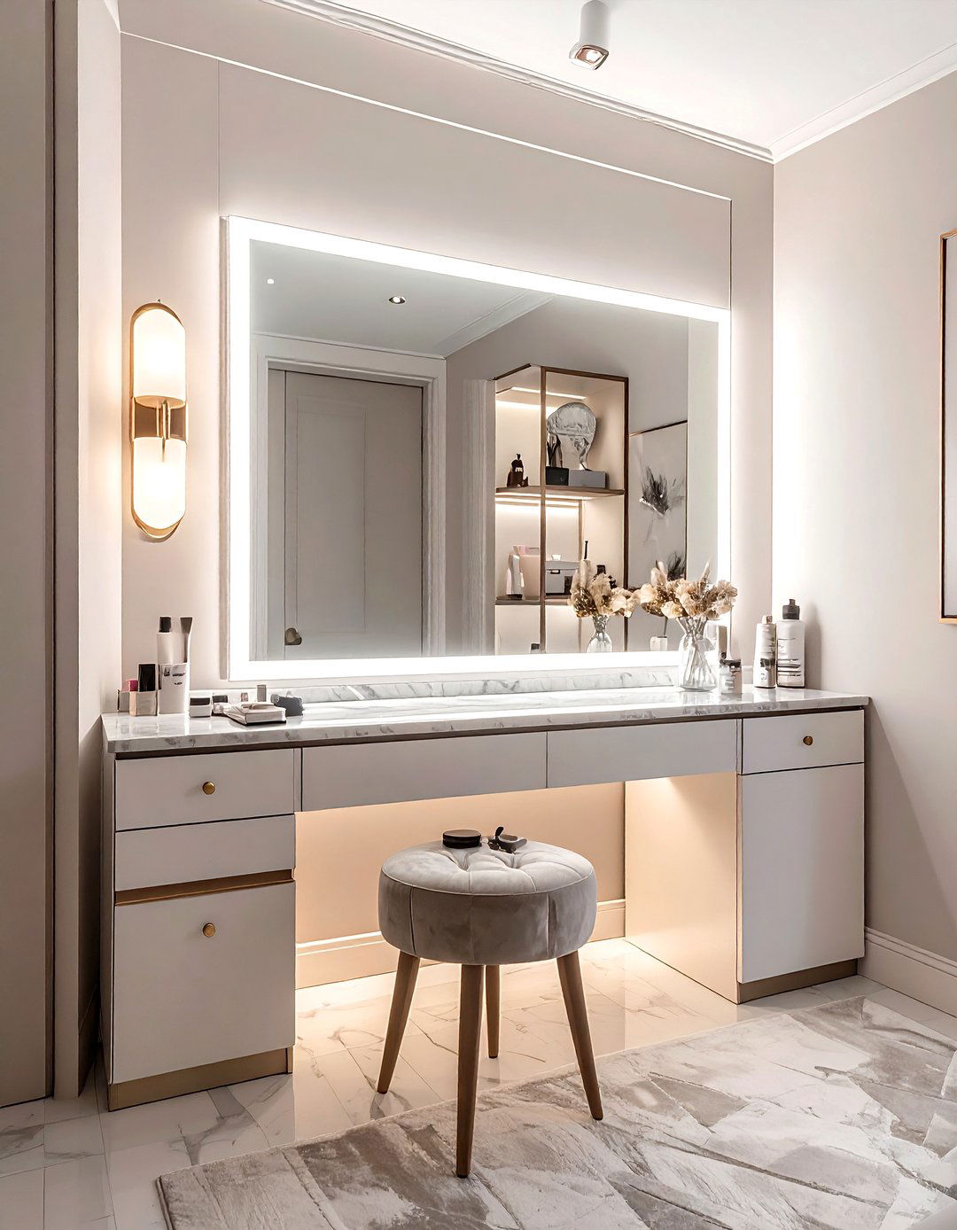 Vanity mirror light - 30 bedroom layered lighting ideas
