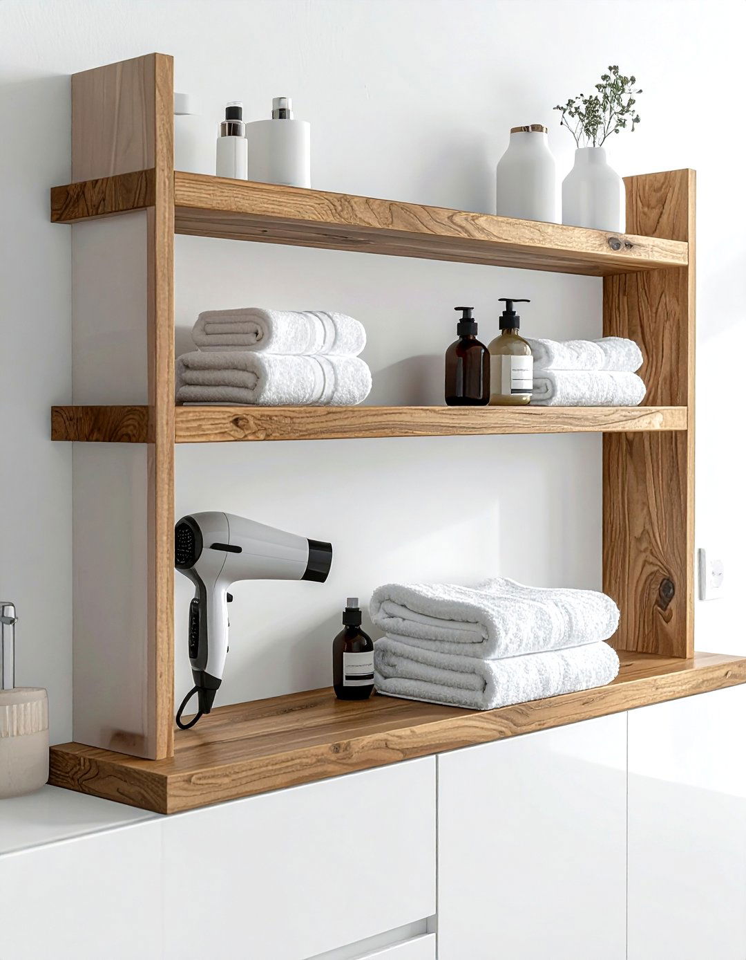 Vanity side shelving - 30 bathroom wall shelving ideas