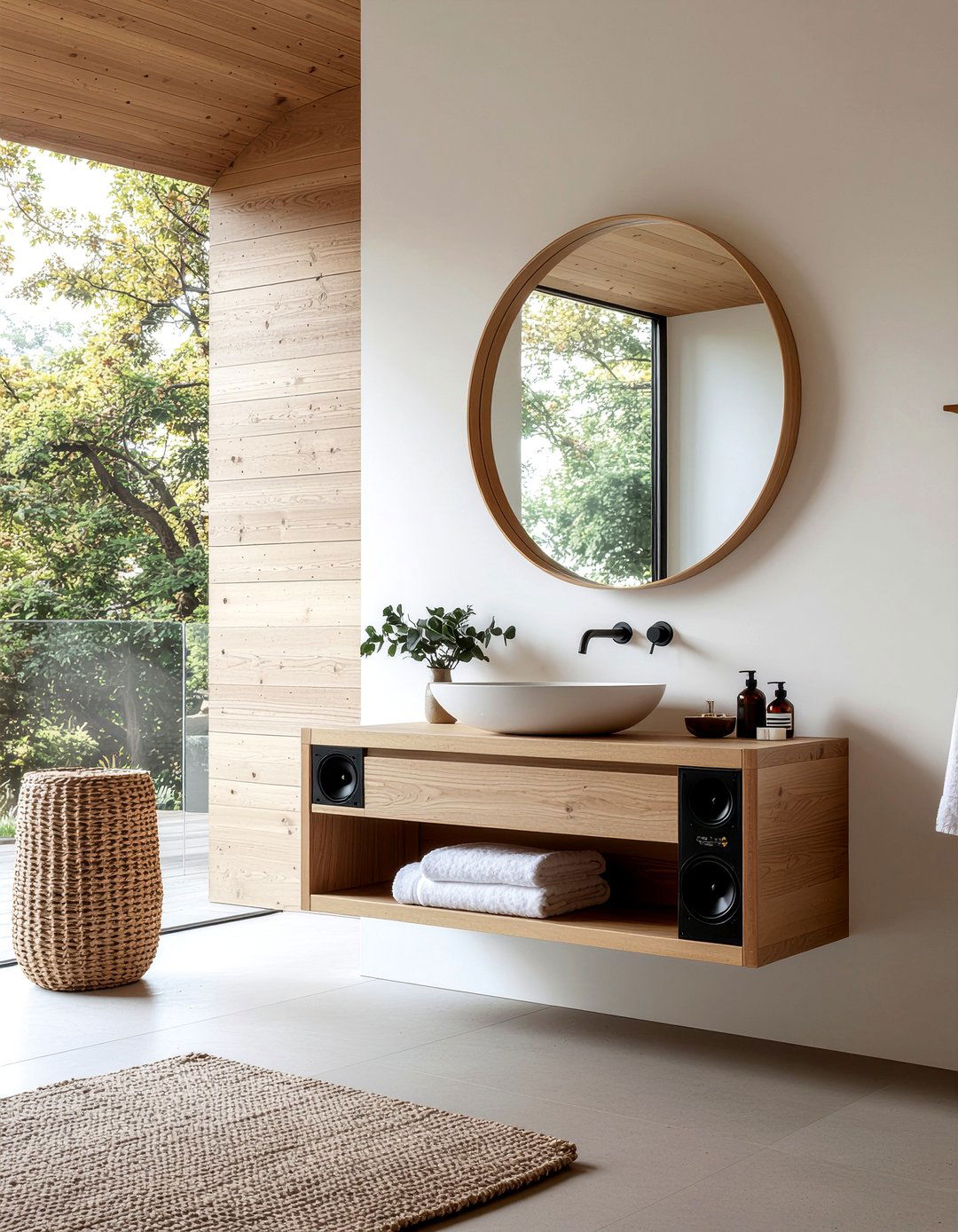 Vanity with built in speakers - 30 bathroom sound system ideas