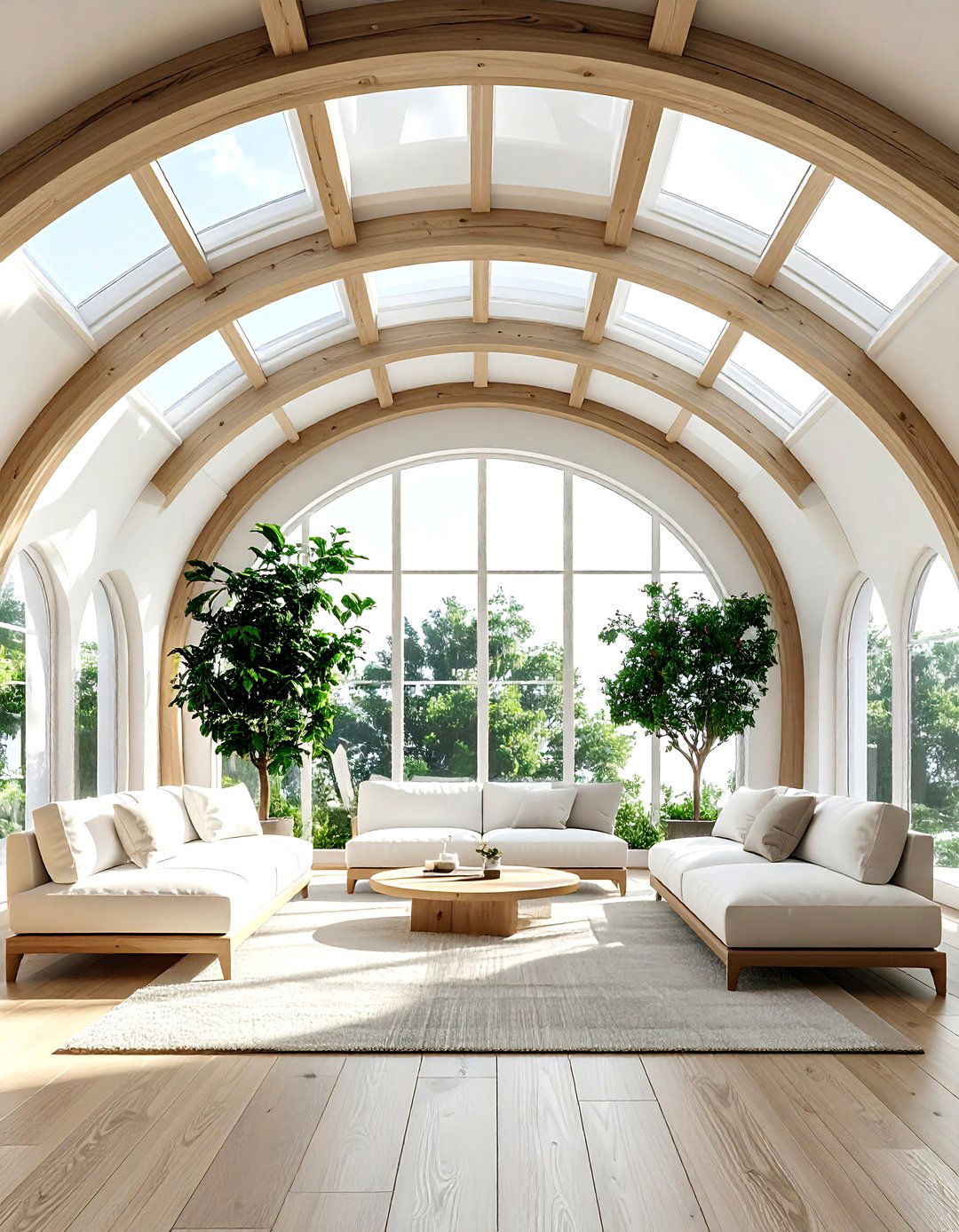 Vaulted Barrel Ceiling With Skylights - 30 living room barrel ceiling ideas