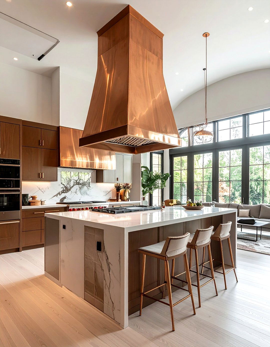 Vaulted Ceiling Copper Hood - 30 copper hood kitchen ideas