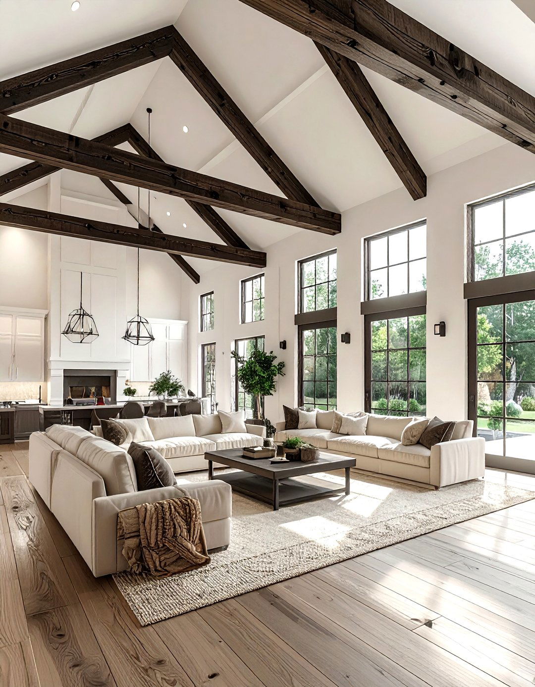 Vaulted Ceiling Farmhouse Living Room - 30 farmhouse beige living room ideas