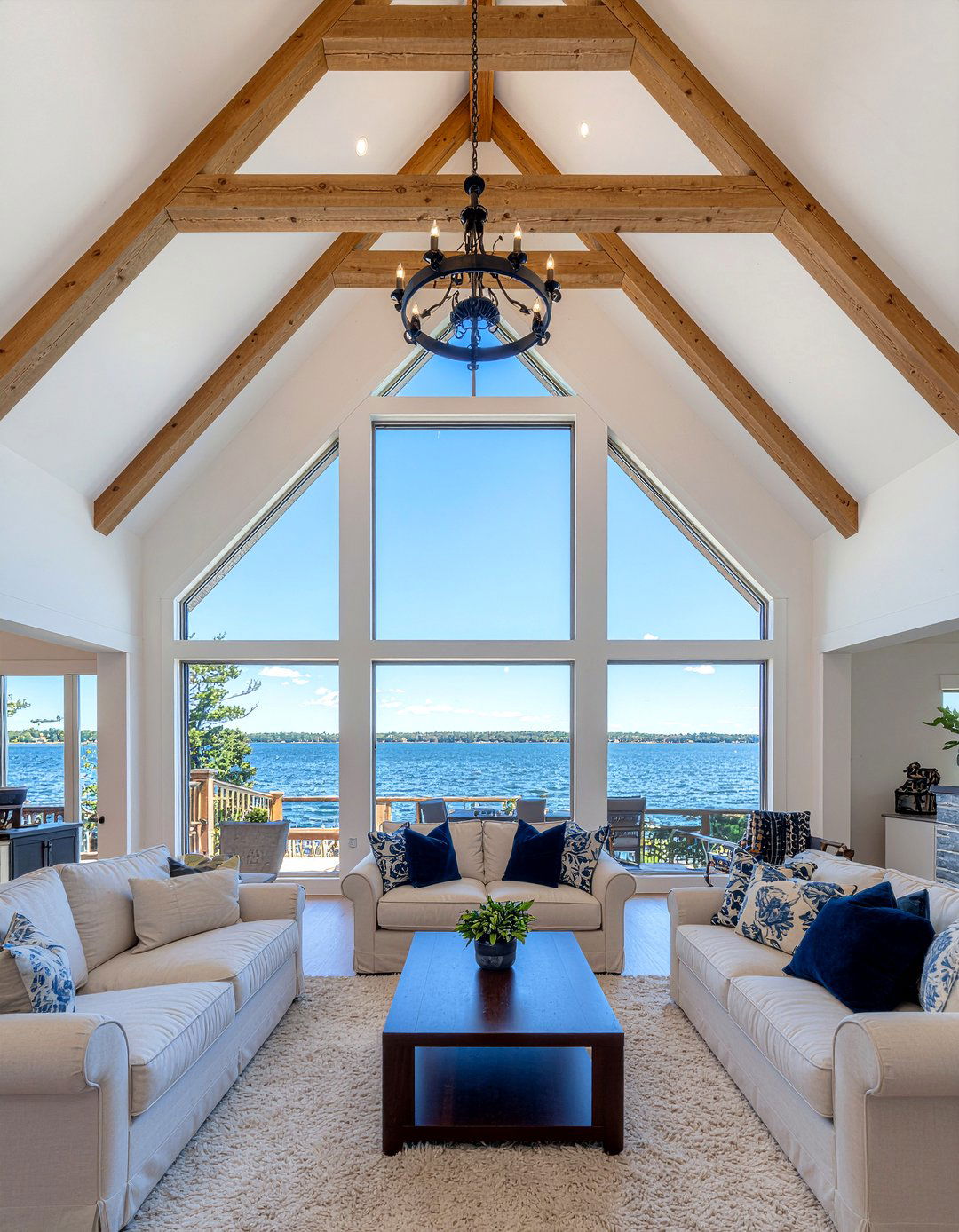 Vaulted Ceiling Living Room - 30 lake house living room ideas