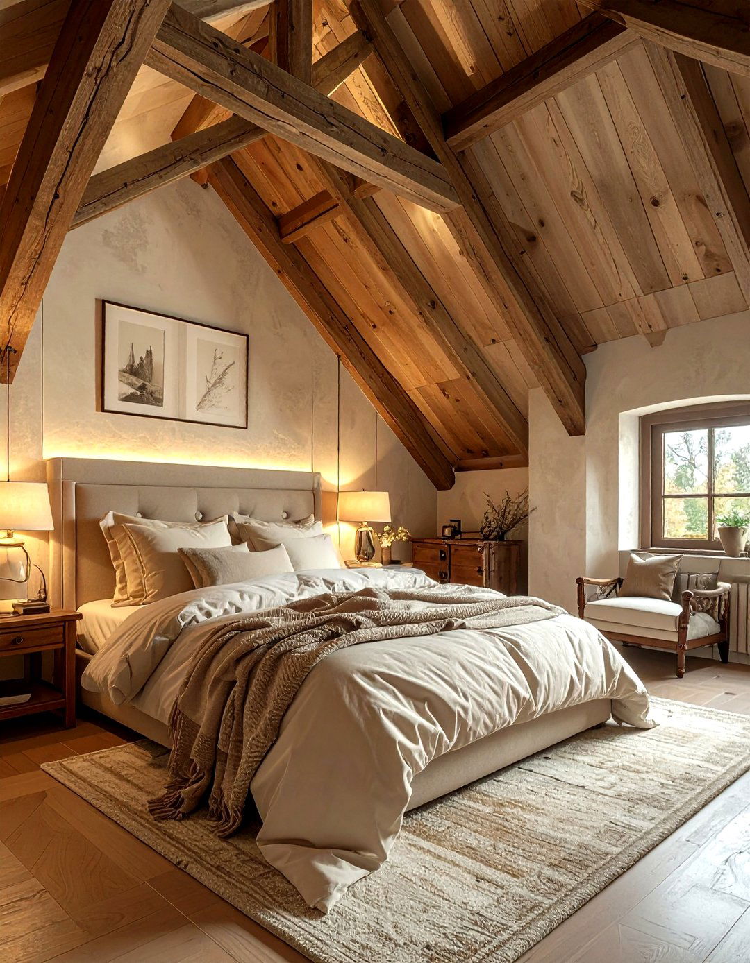 Vaulted Ceiling Rustic Bedroom - 30 rustic beige bedroom ideas