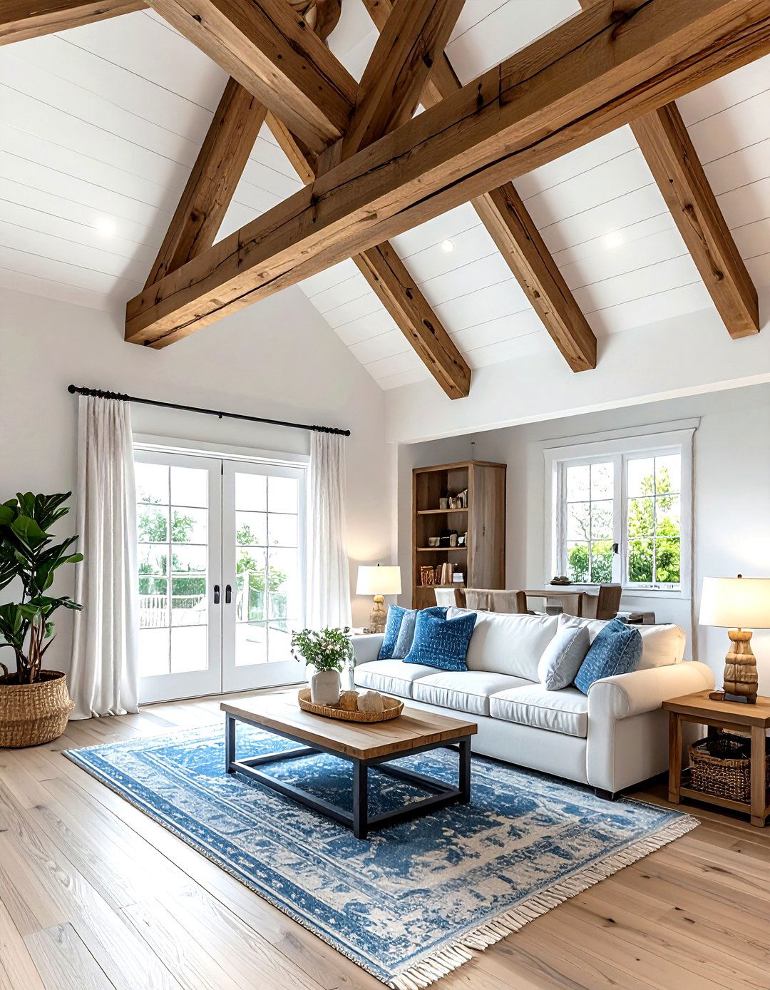Vaulted Ceiling Wood Beam - 30 living room trusses ideas