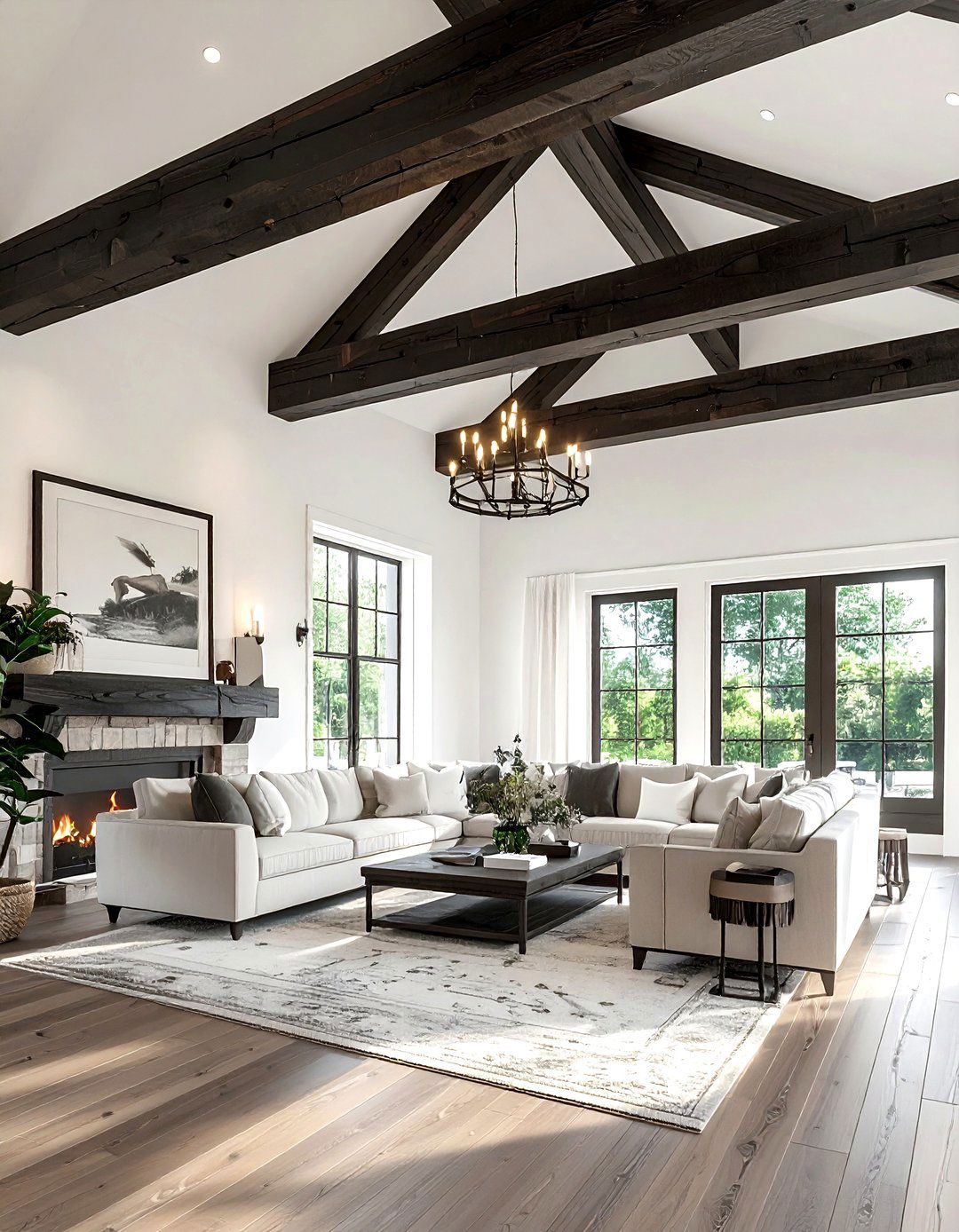 Vaulted Ceilings With Exposed Wood Beams - 30 modern farmhouse decor ideas