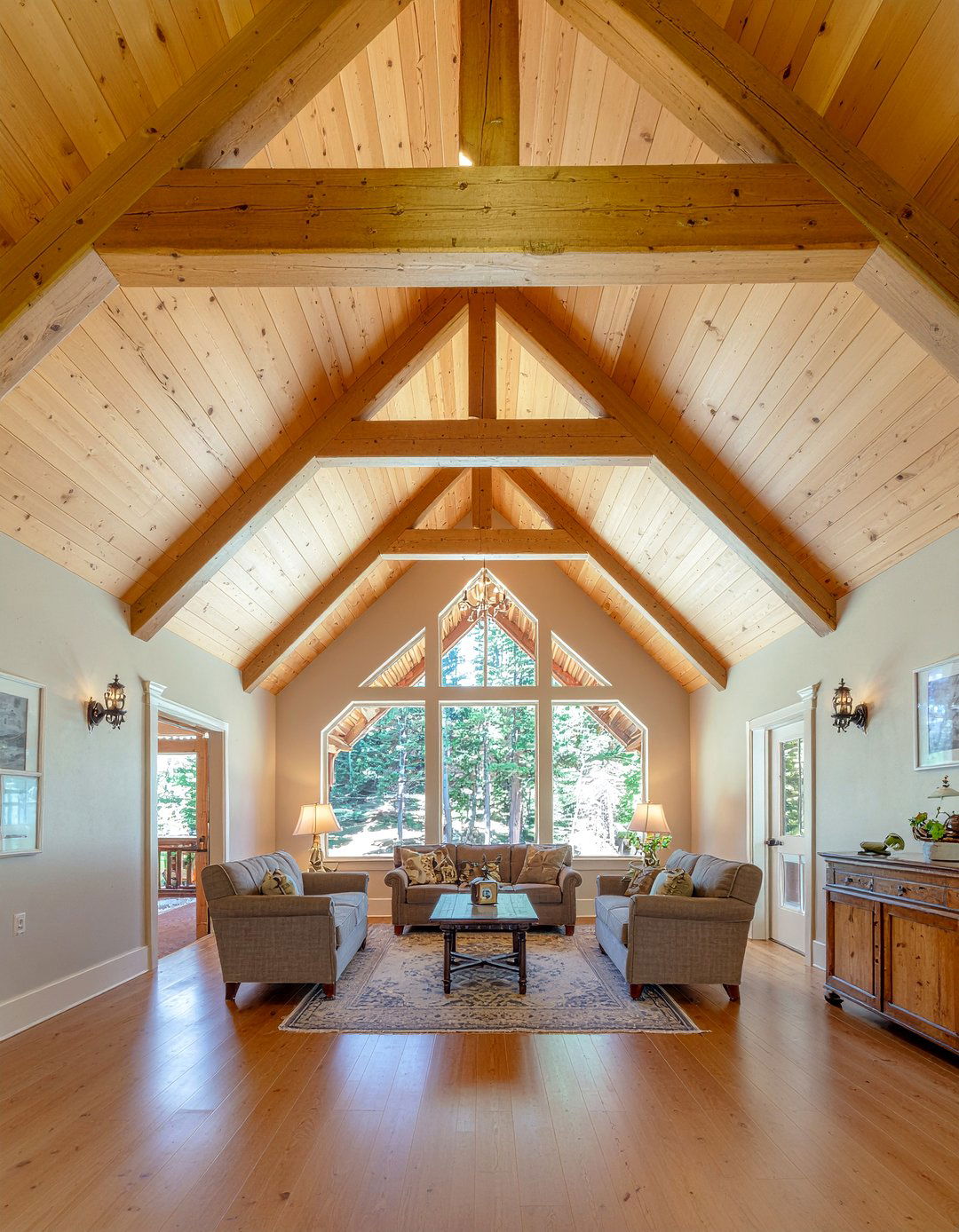 Vaulted Wood Ceiling - 30 living room wood plank ceiling ideas