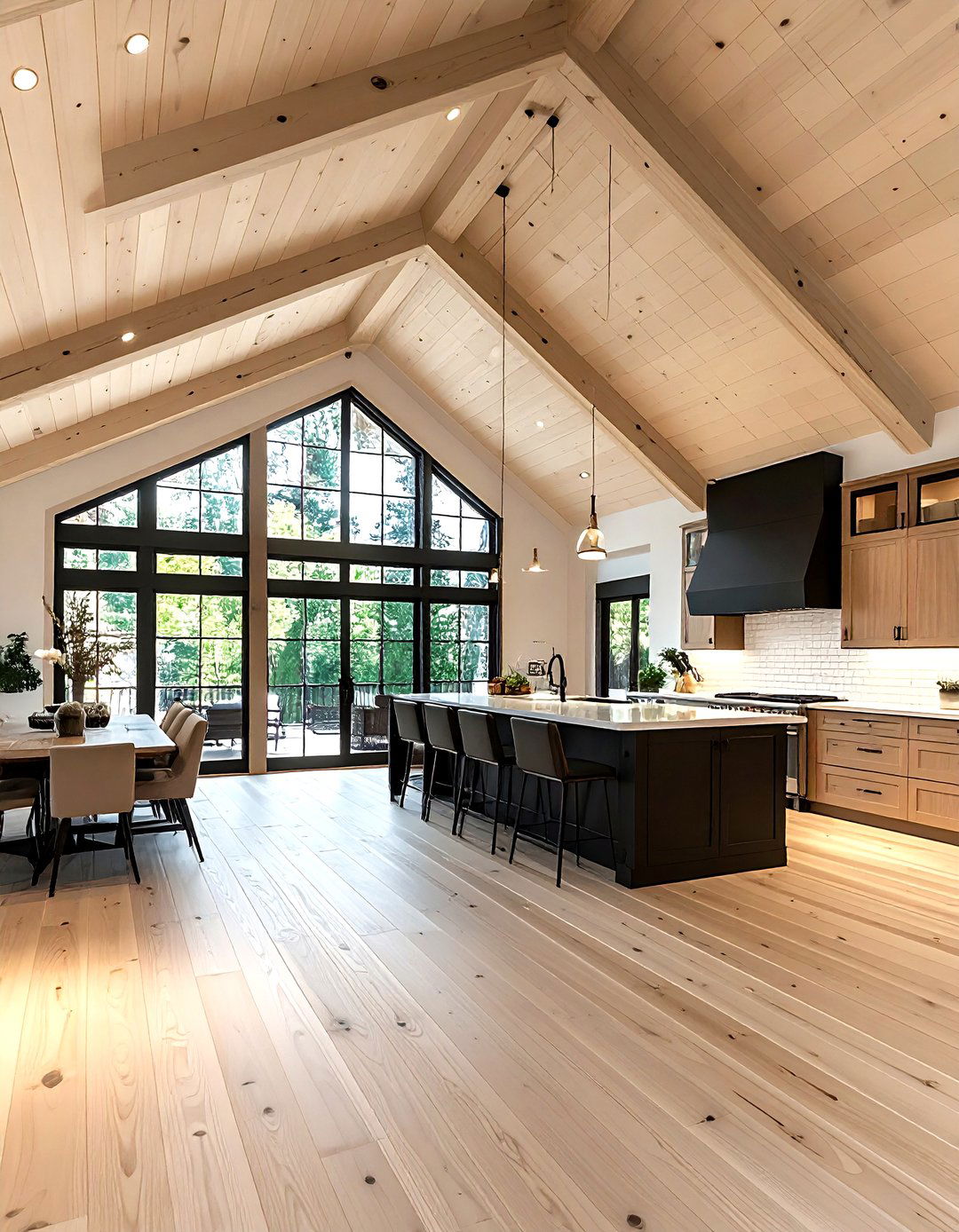 Vaulted Wood Ceiling - 30 rustic modern kitchen ideas