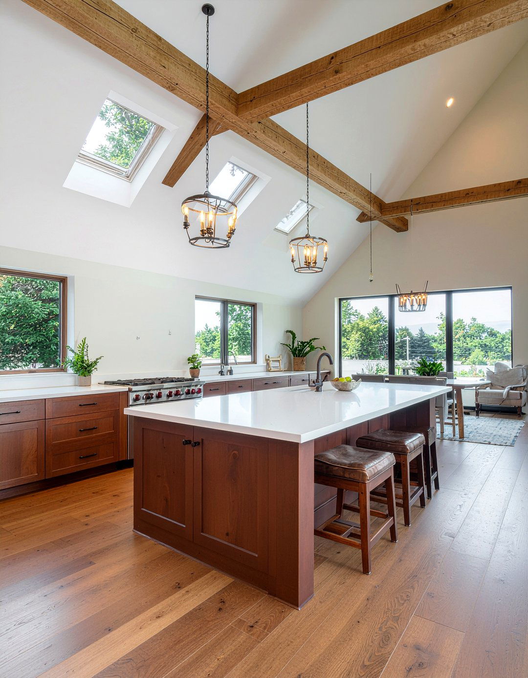 Vaulted ceiling kitchen with natural skylights - 30 architect designed kitchen ideas