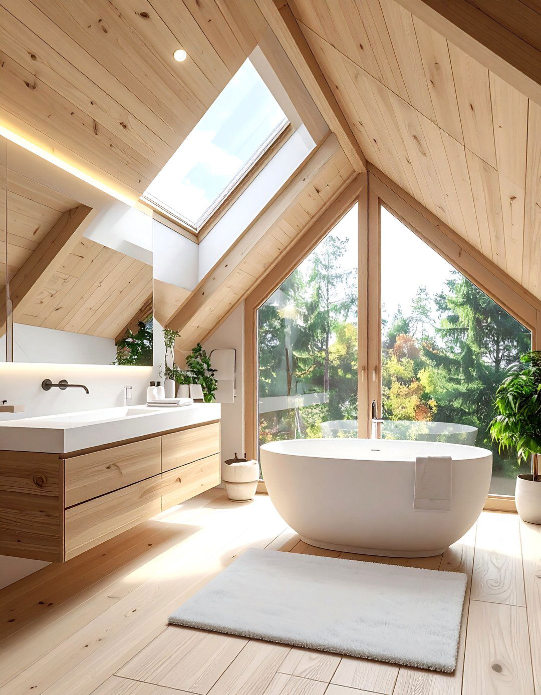 Vaulted wood ceiling bathroom - 30 wood ceiling bathroom ideas