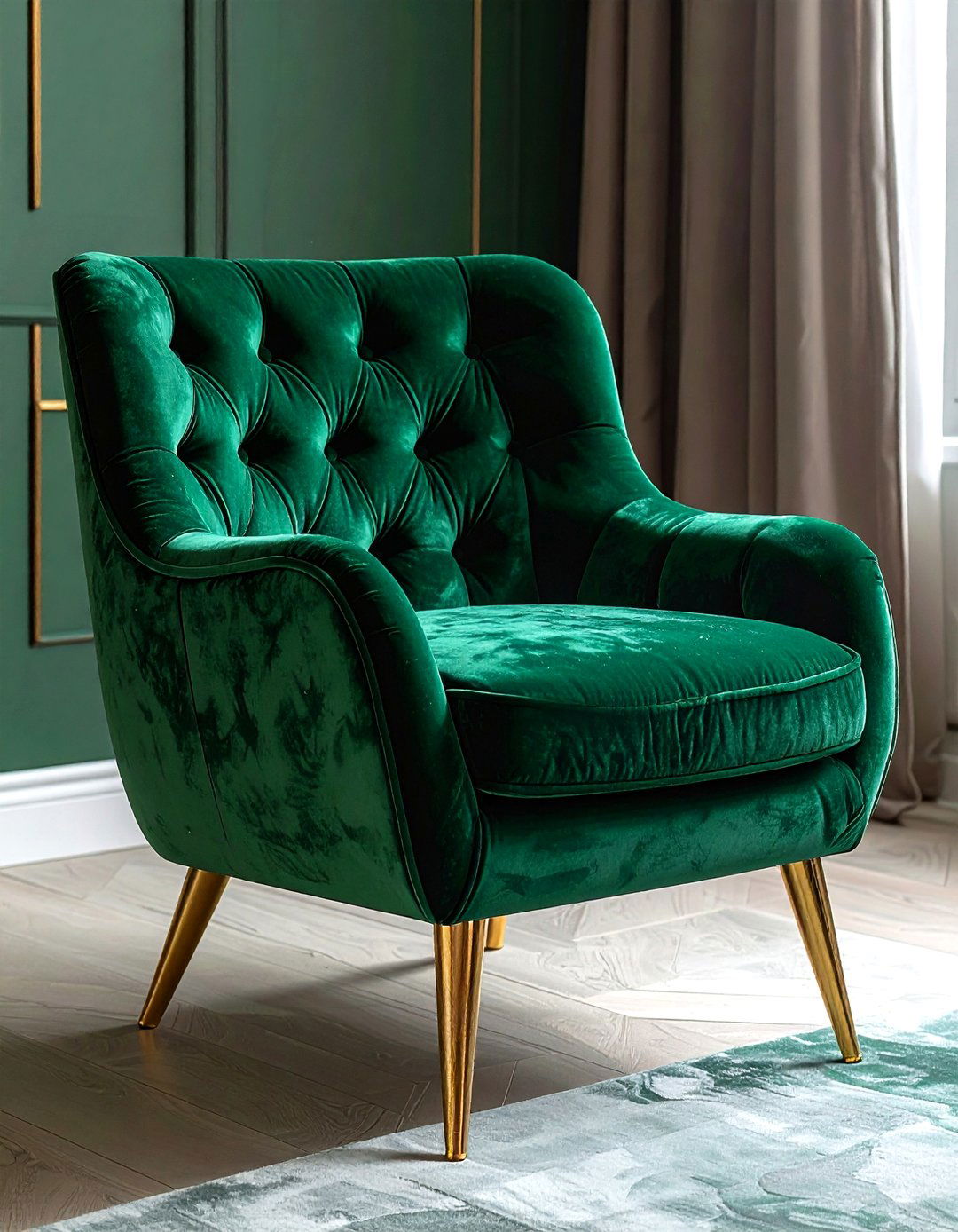 Velvet Accent Chair - 30 soft texture living room ideas