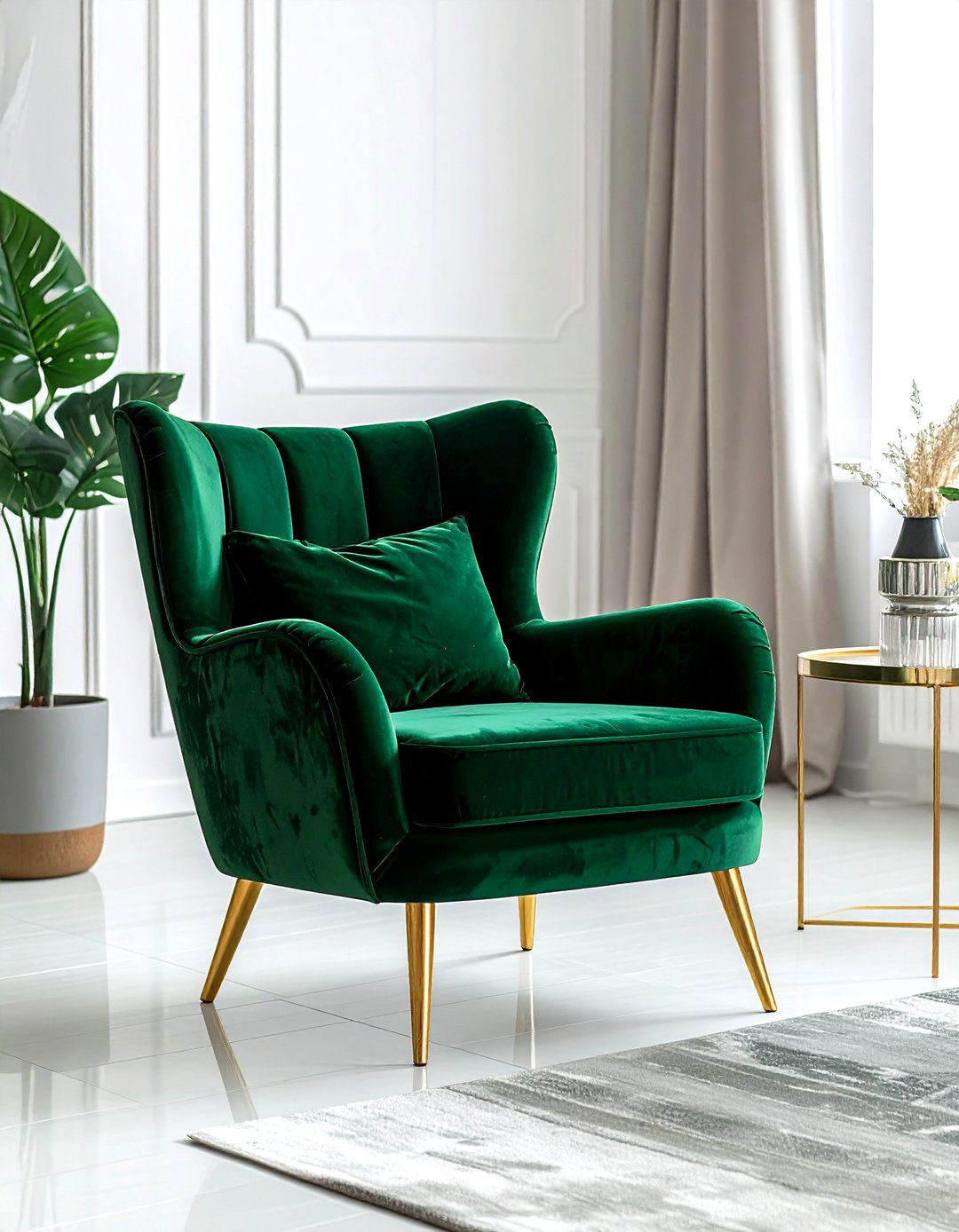 Velvet Accent Chair - 30 starter home decor ideas