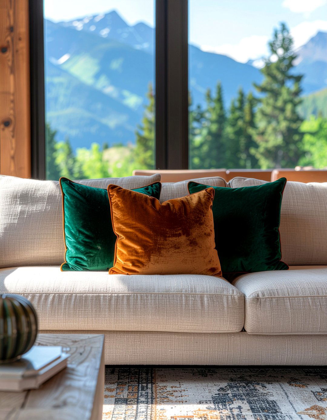 Velvet Accent Pillow - 30 living room mountain furniture ideas