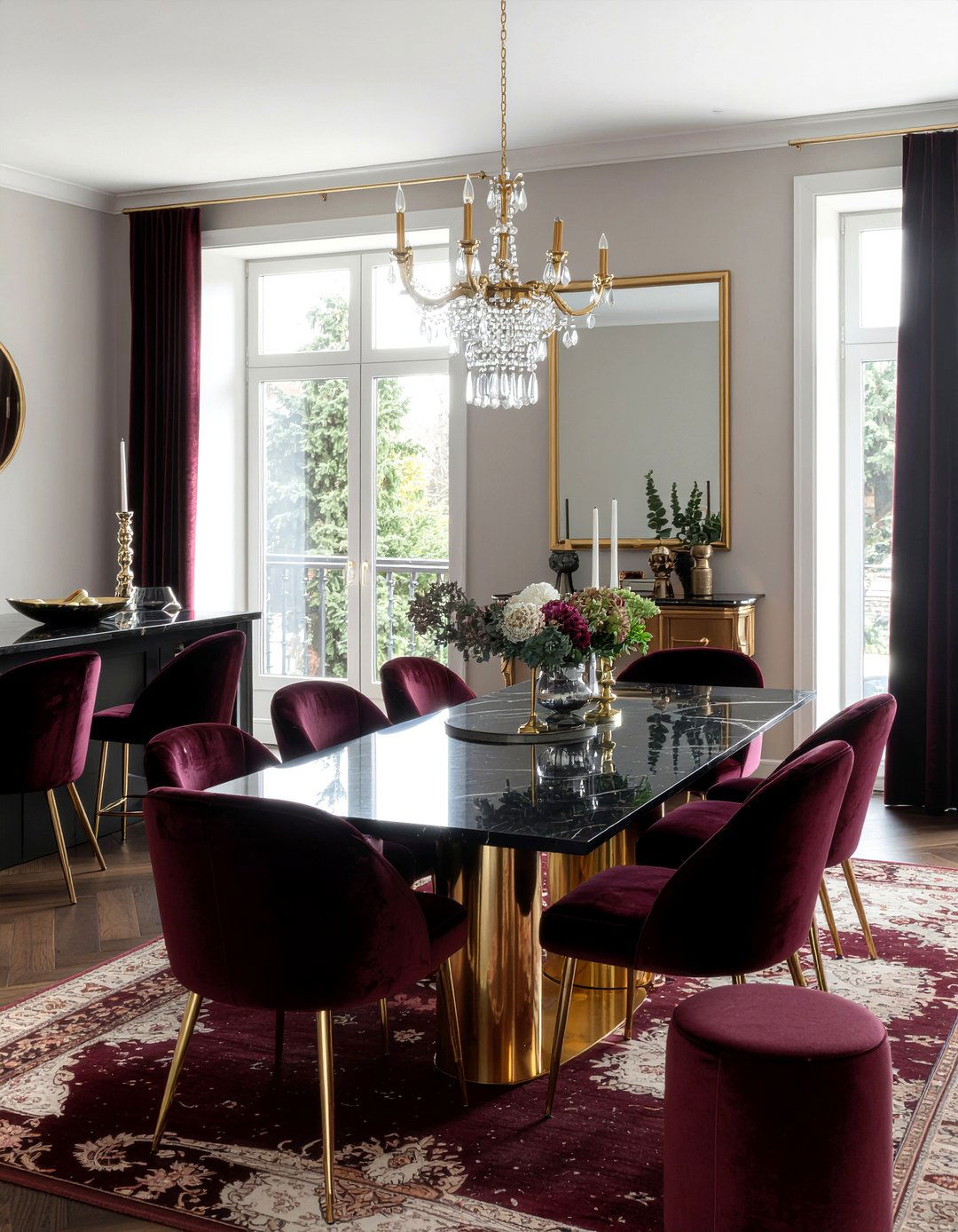 Velvet And Gold Dining Room - 30 polished dining room ideas