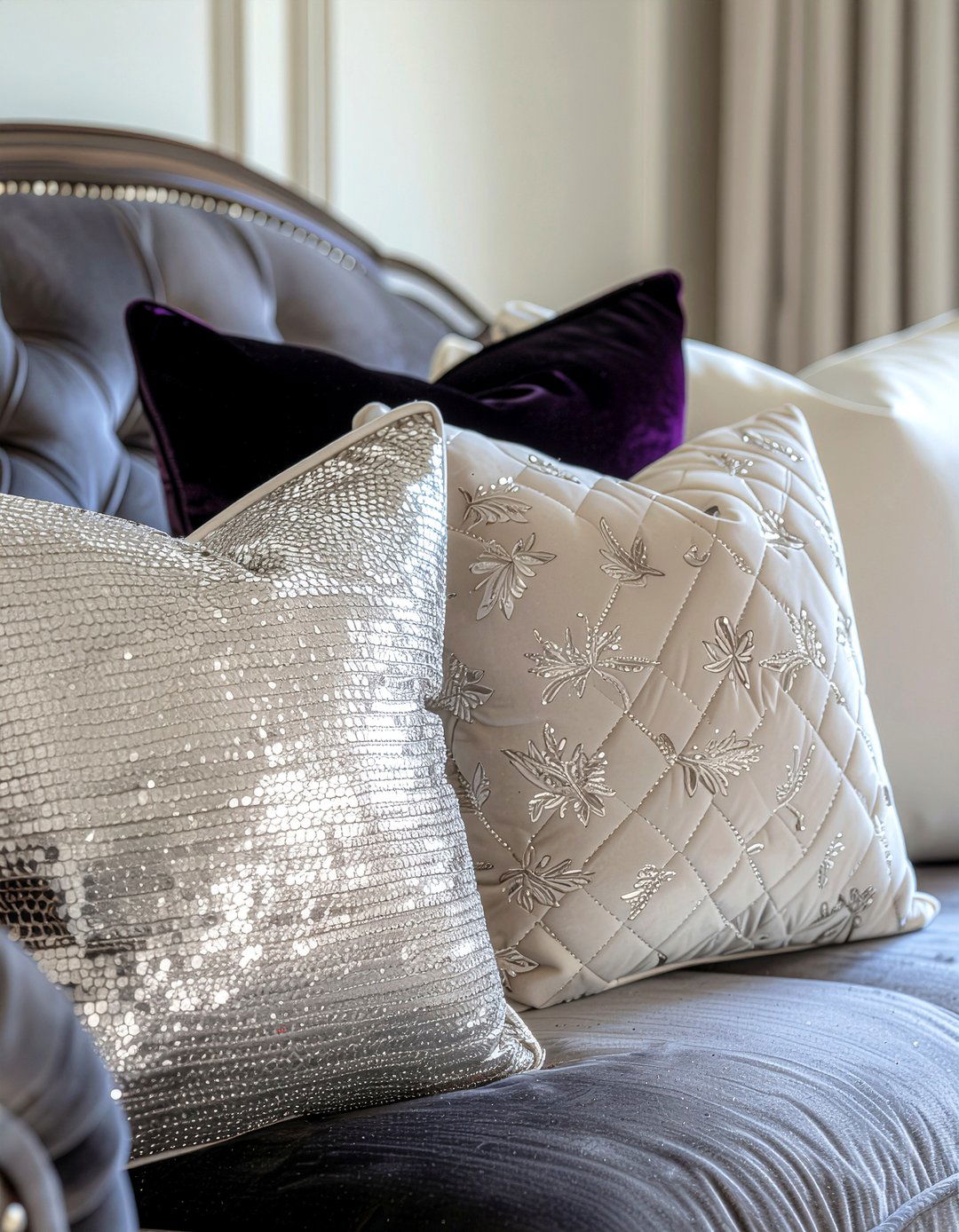 Velvet And Silk Pillow Mix - 30 living room throw pillow arrangement