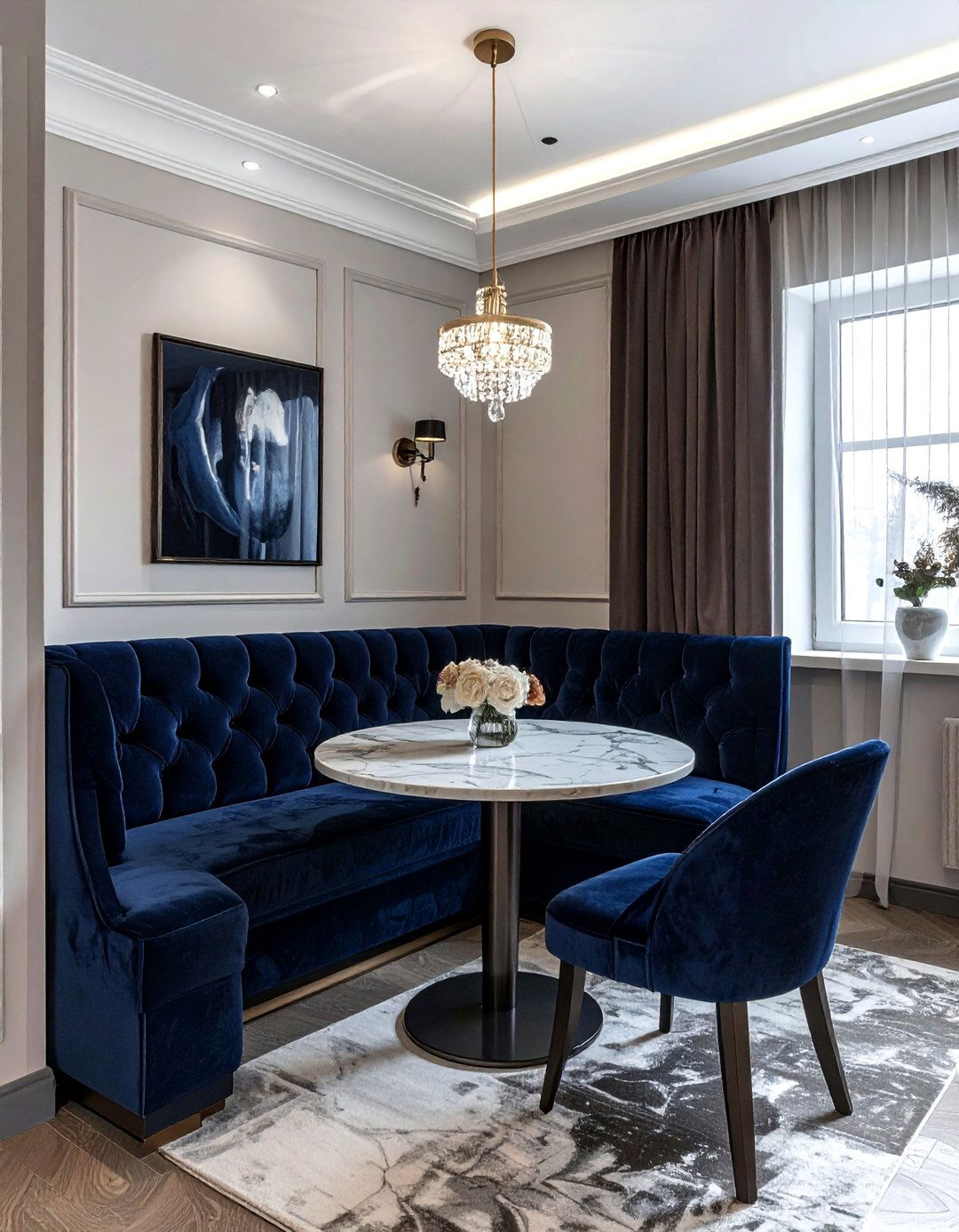 Velvet Banquette Dining Room - 30 glam dining room ideas