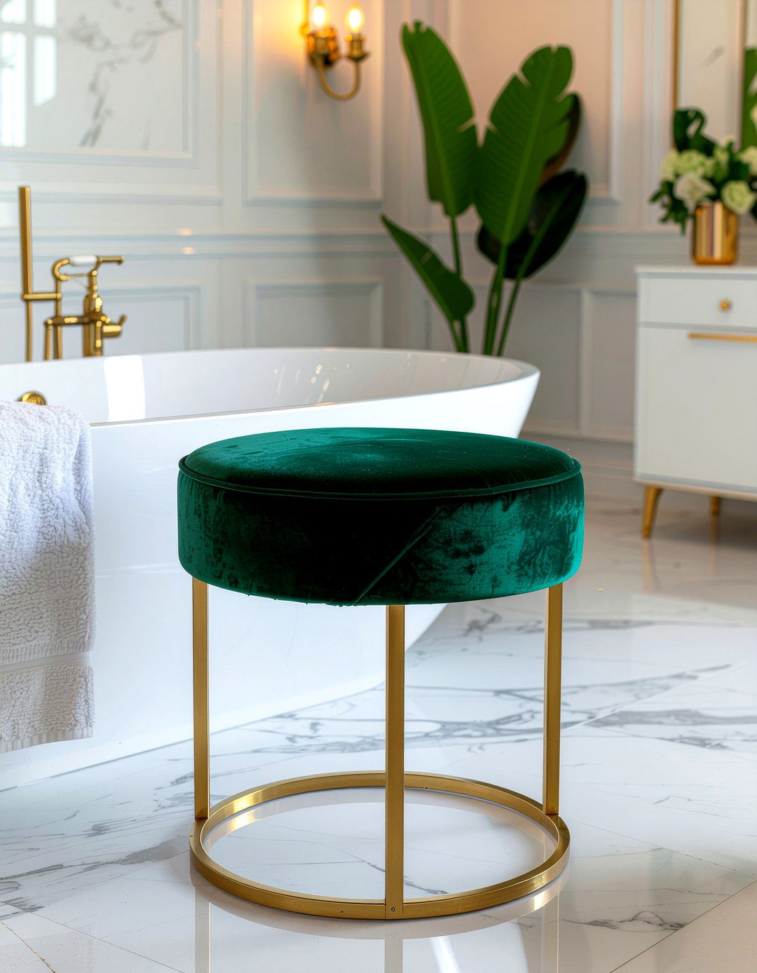 Velvet Bath Stool Cover - 30 bathroom textile accent ideas