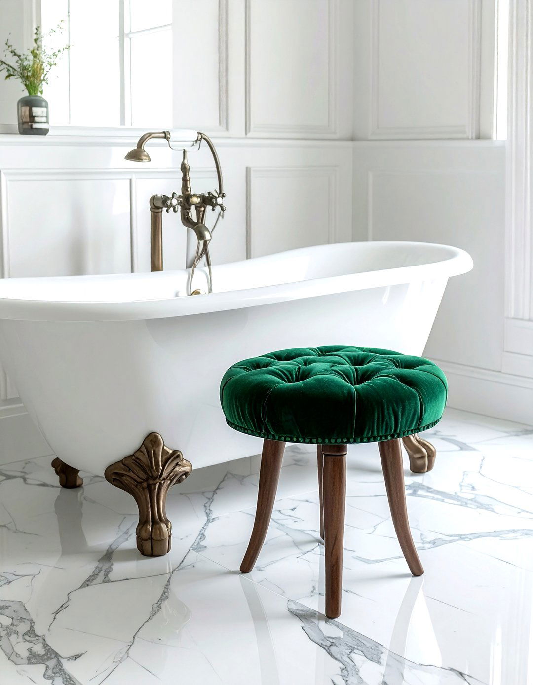 Velvet Bathroom Stool - 30 Victorian bathroom ideas