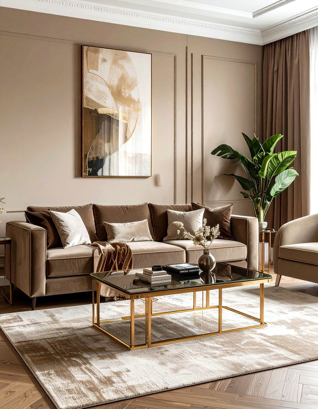 Velvet Beige Living Room - 30 beige living room design ideas