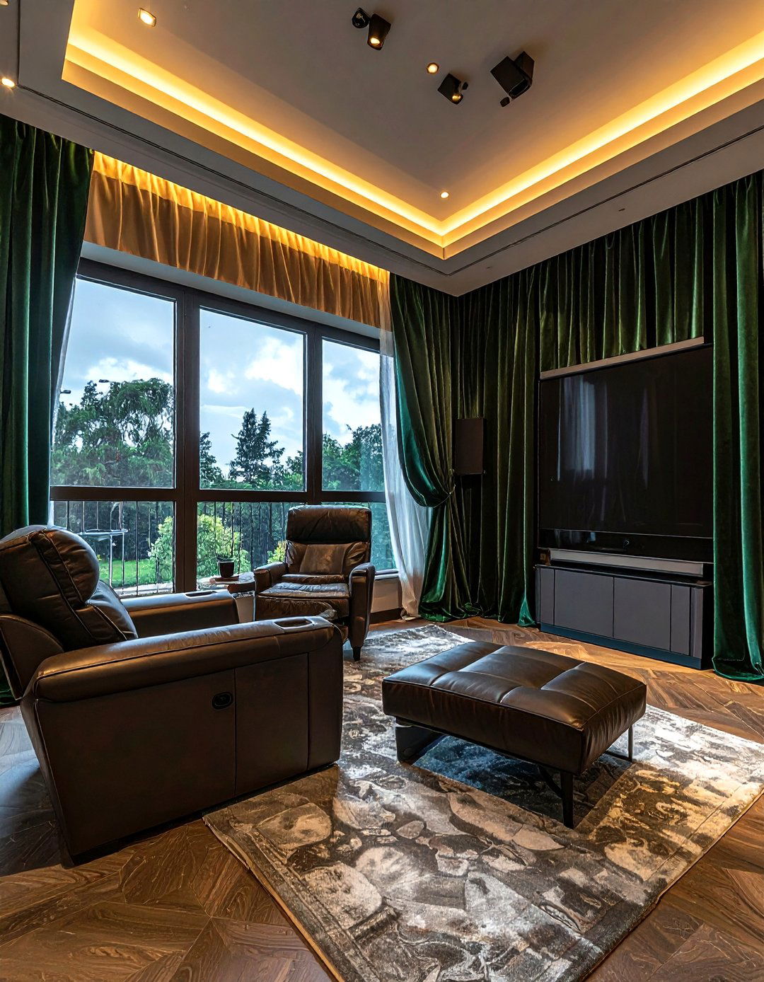 Velvet Blackout Curtain - 30 living room home theater ideas