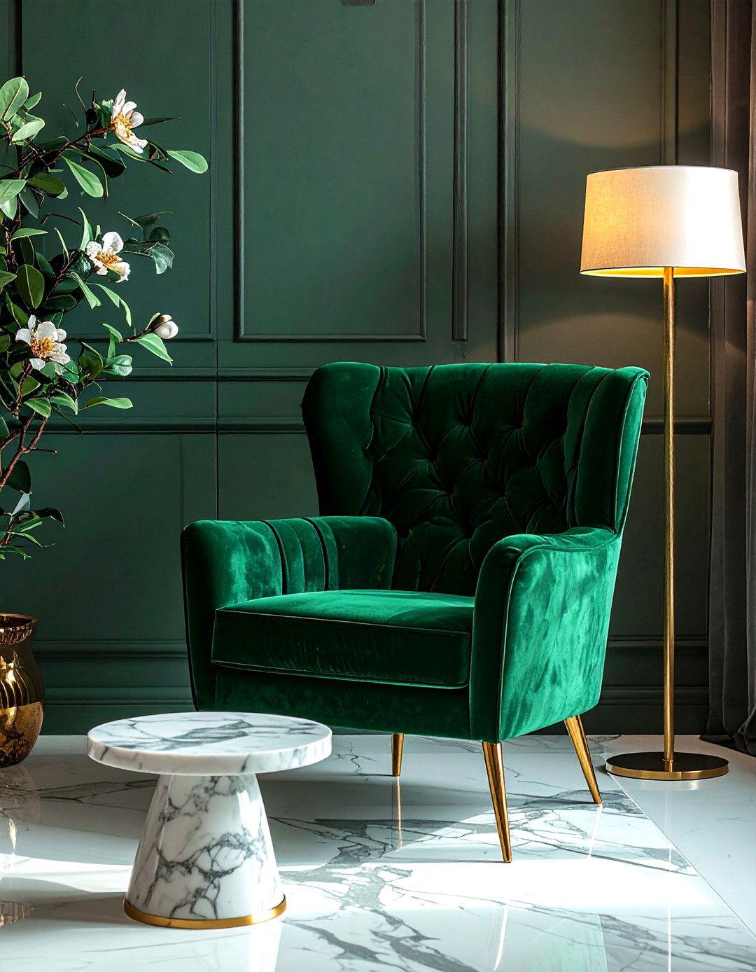 Velvet Chair - 30 bedroom reading nook ideas