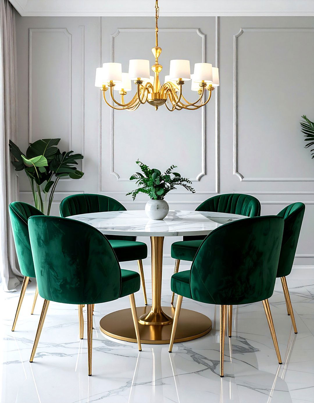 Velvet Chair Dining Setup - 30 Brazilian dining room ideas