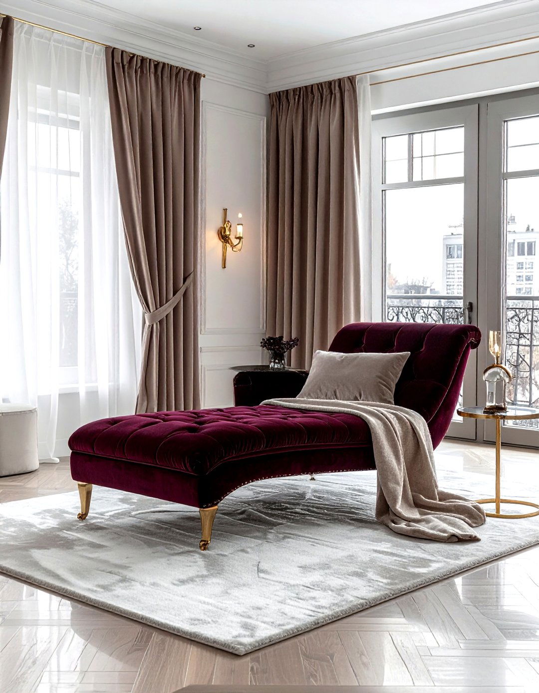 Velvet Chaise Lounge - 30 living room luxury furniture ideas