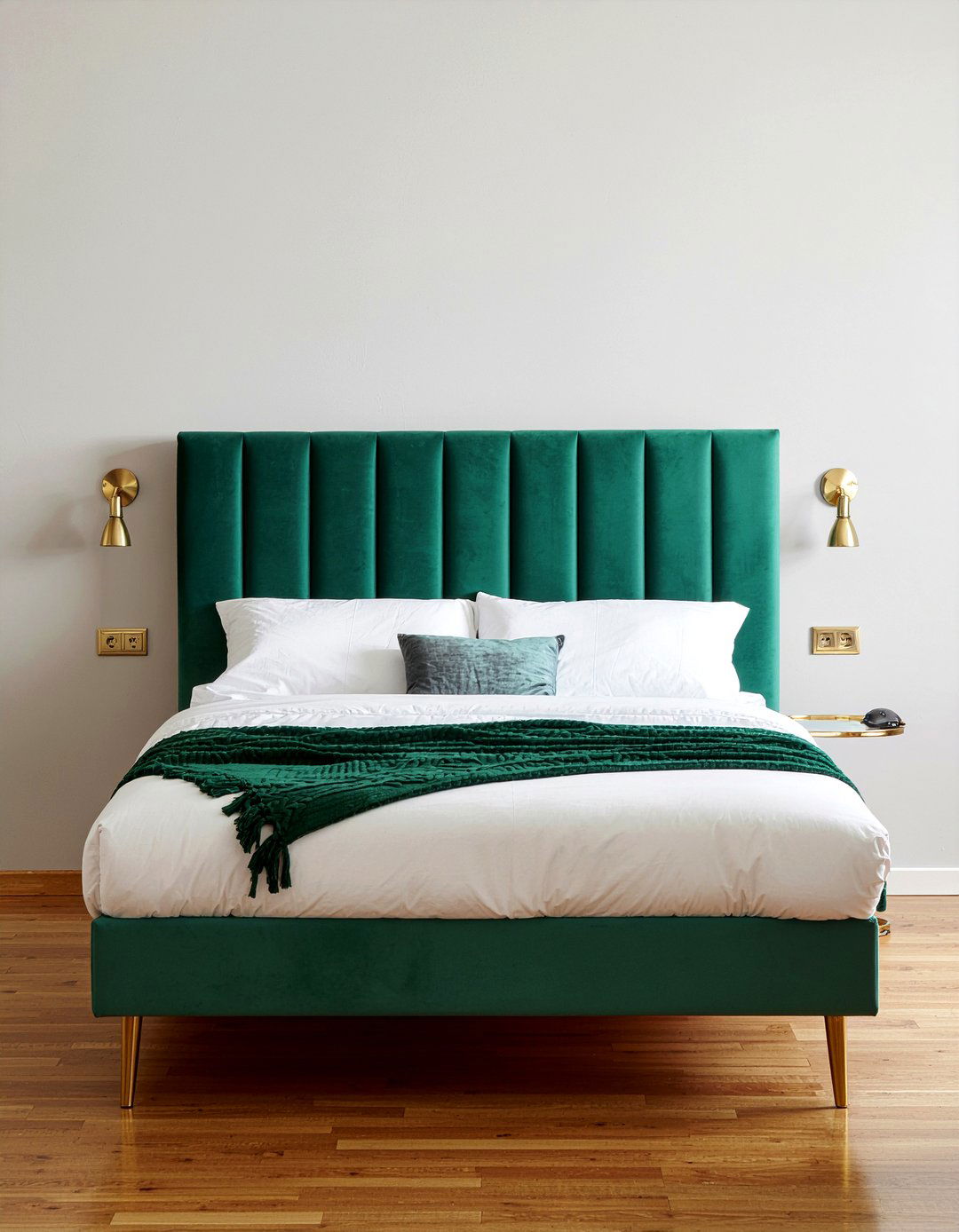 Velvet Channel Tufting - 30 bedroom floating headboard ideas