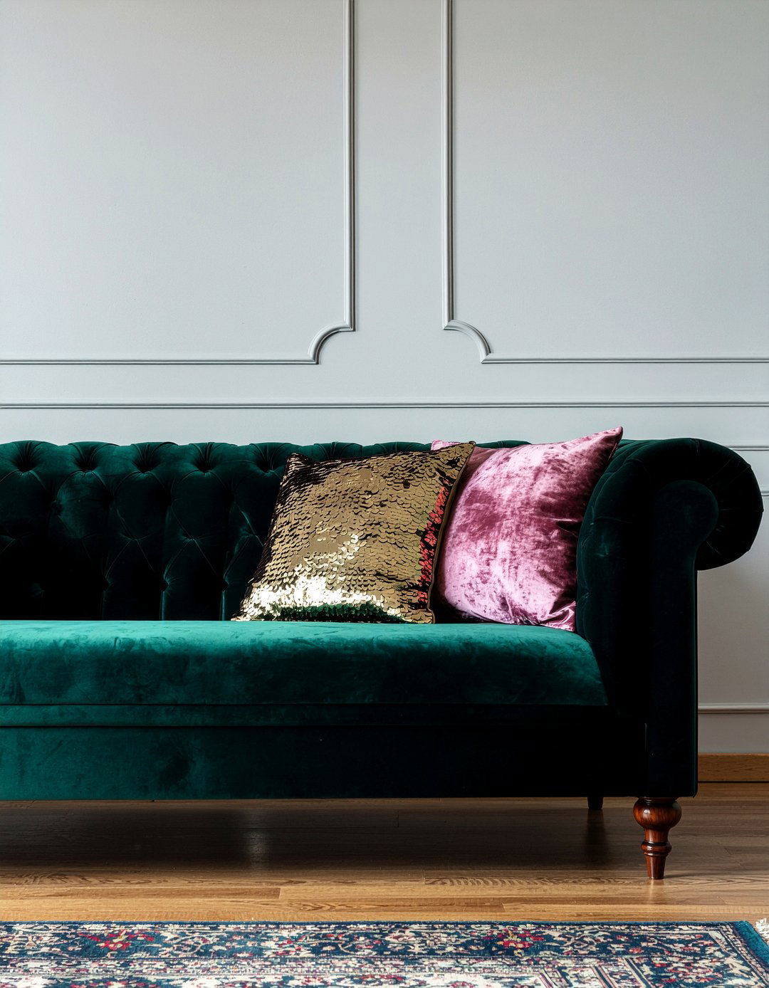 Velvet Chesterfield Sofa - 30 living room maximalist furniture ideas