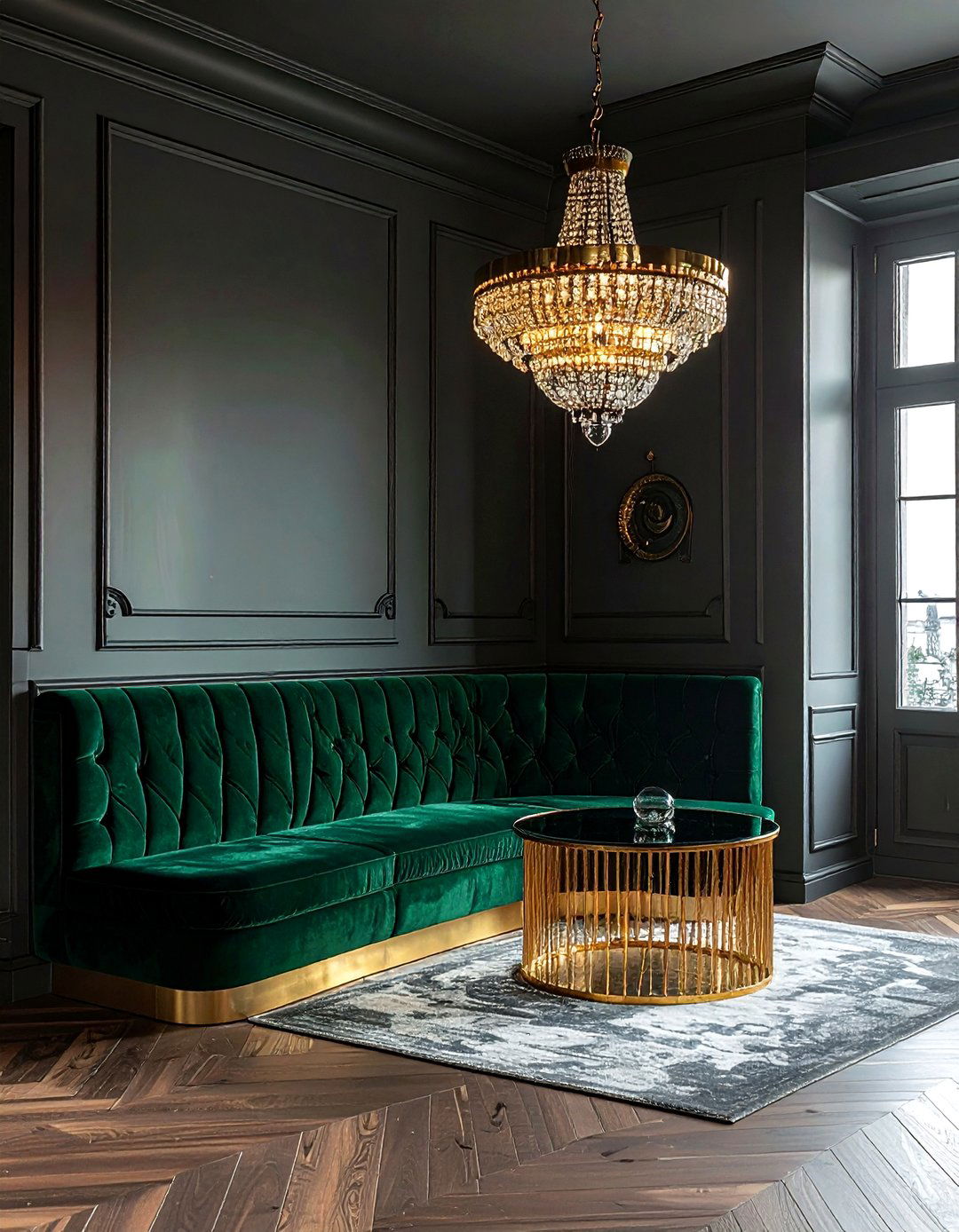 Velvet Corner Seating - 30 corner banquette dining ideas