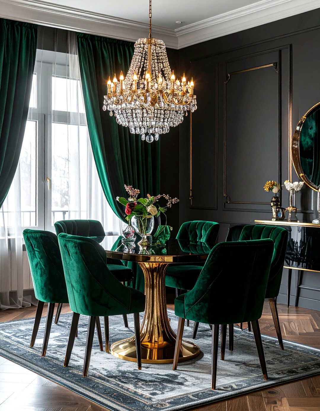 Velvet Curtains - 30 dining room focal point ideas